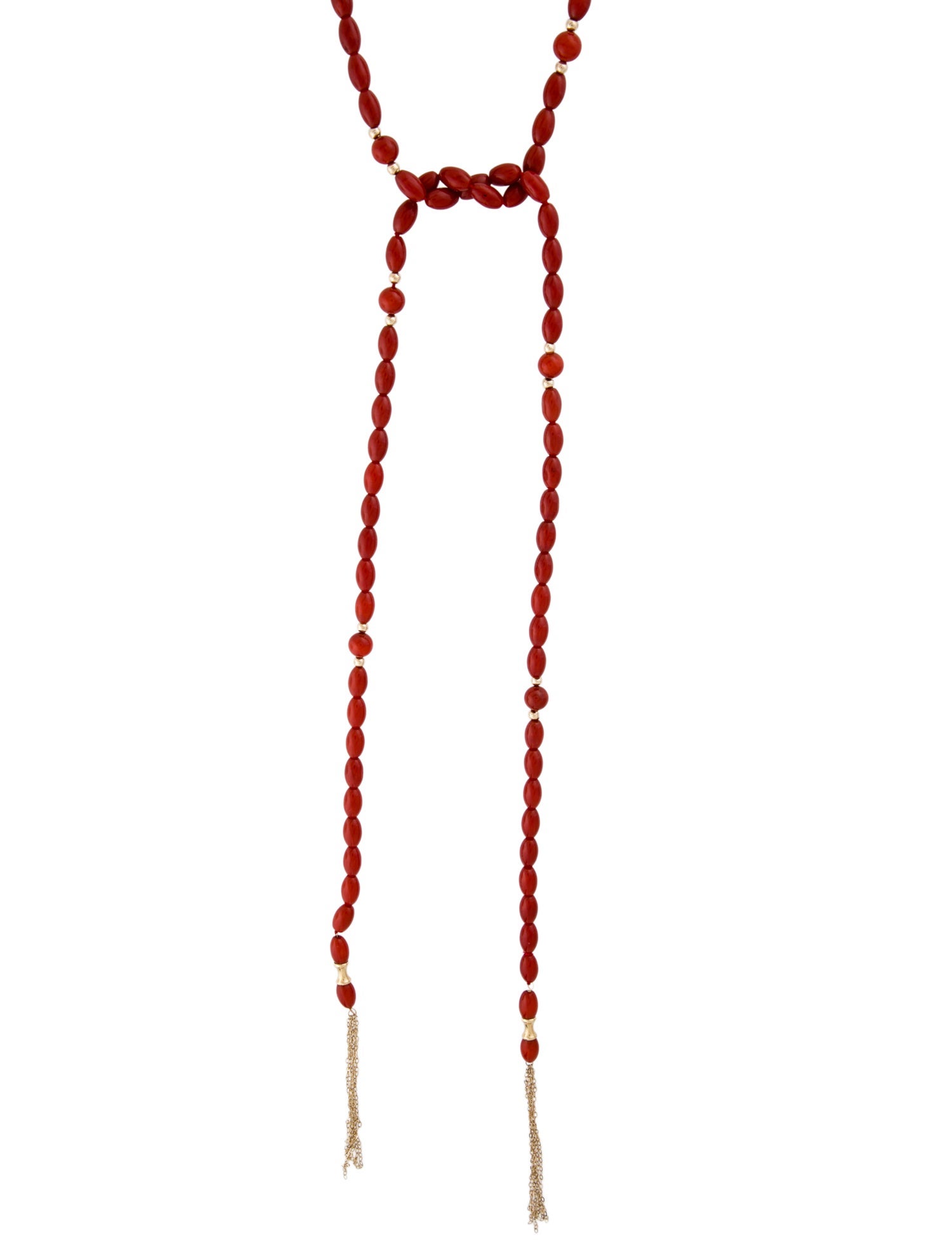 Necklace 14K Dyed Coral Lariat