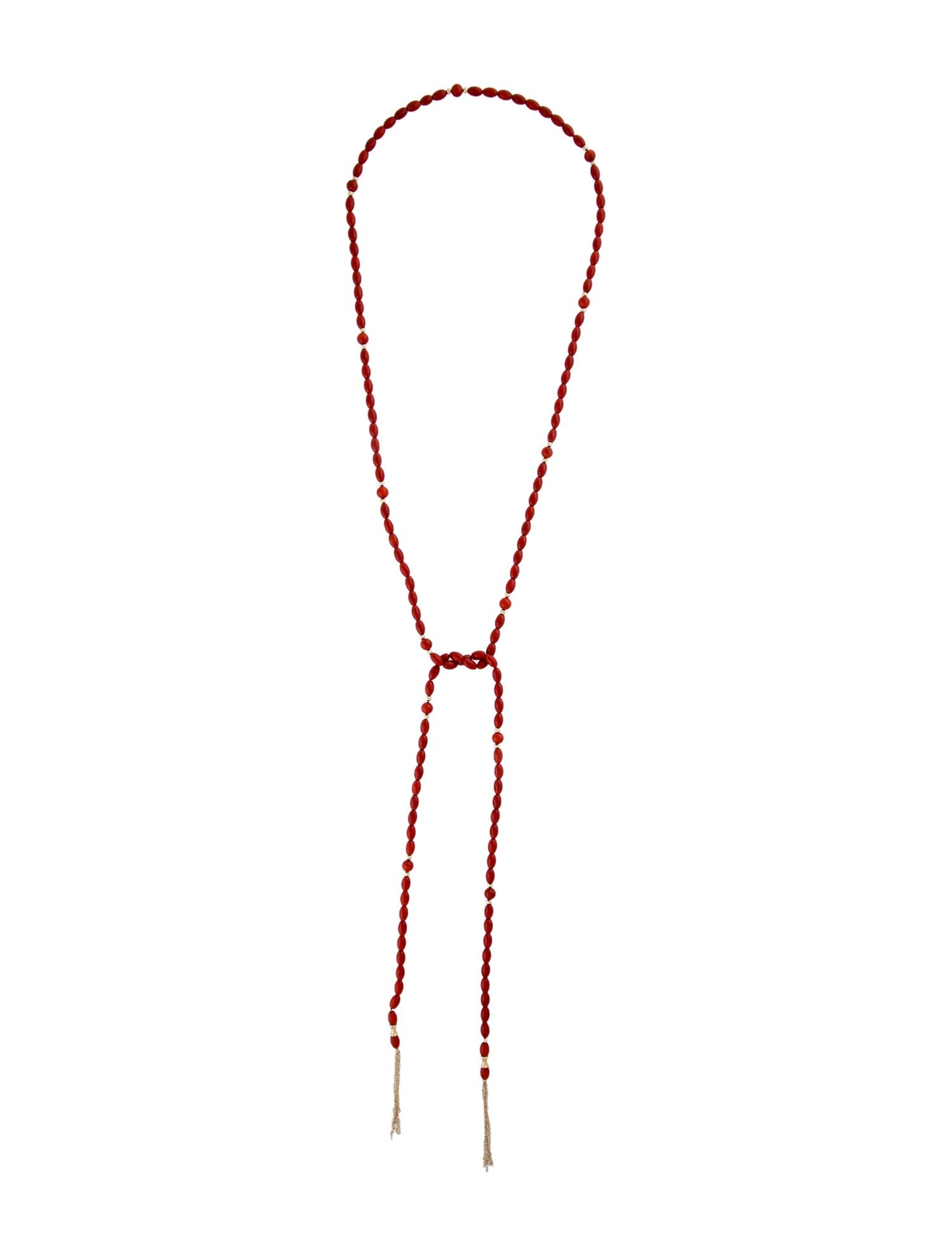 Necklace 14K Dyed Coral Lariat