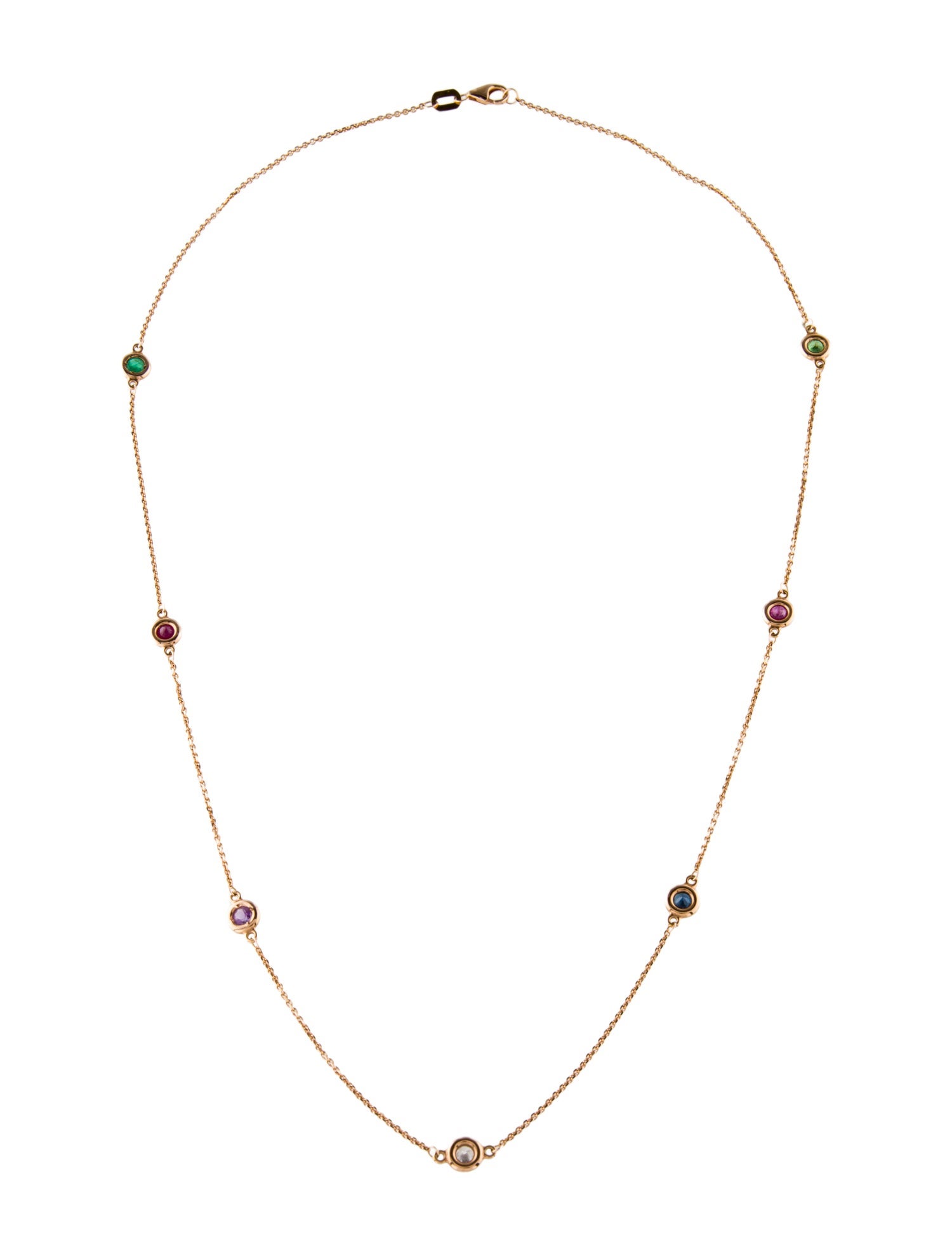 Necklace 14K Multistone & Diamond Station