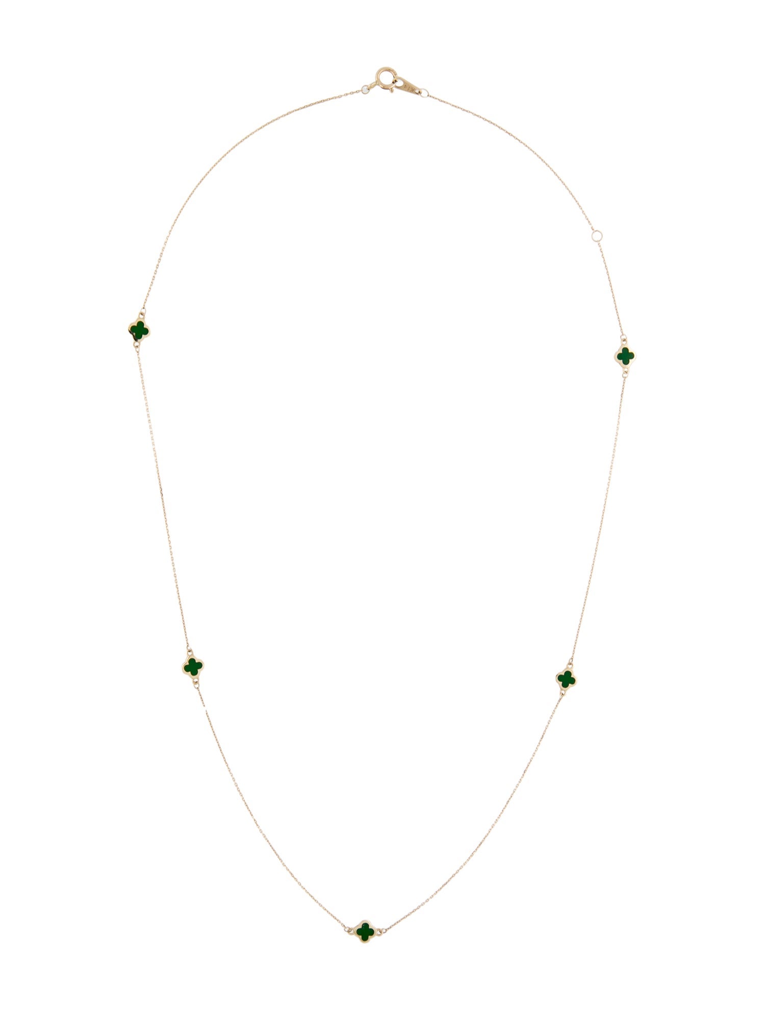 Necklace 14K Enamel Clover Station