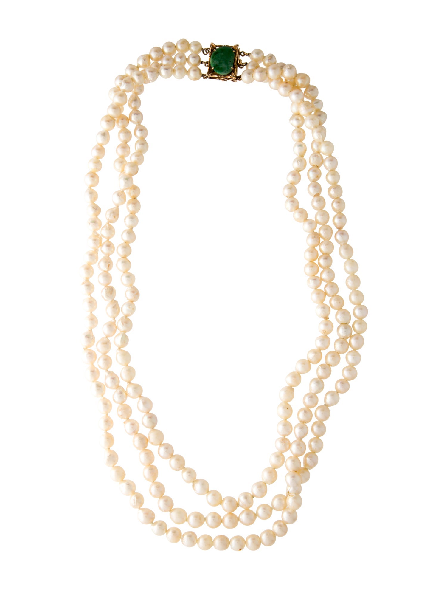 Necklace 14K Pearl & Jadeite Multi-Strand