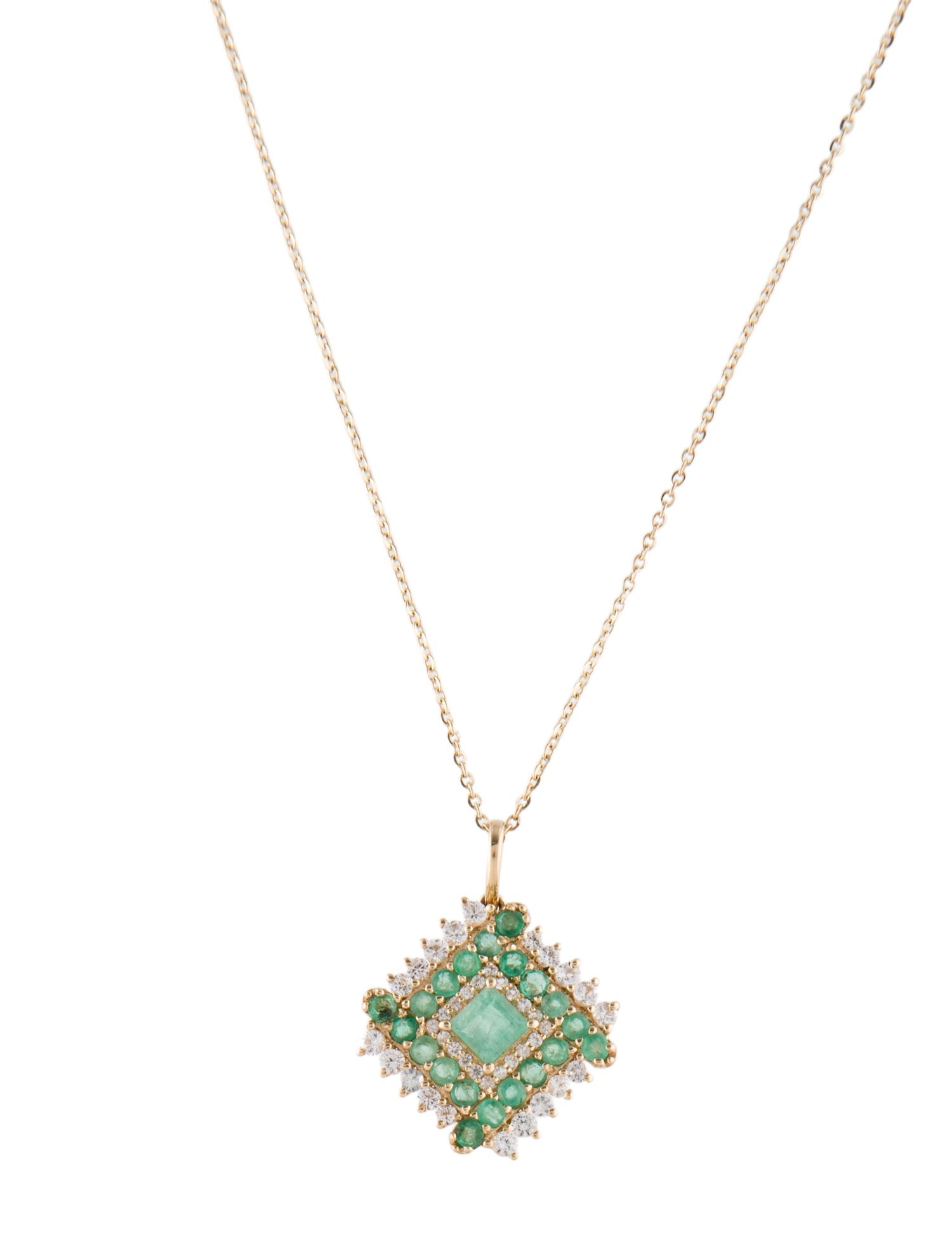 Necklace 14K Emerald & Sapphire Pendant