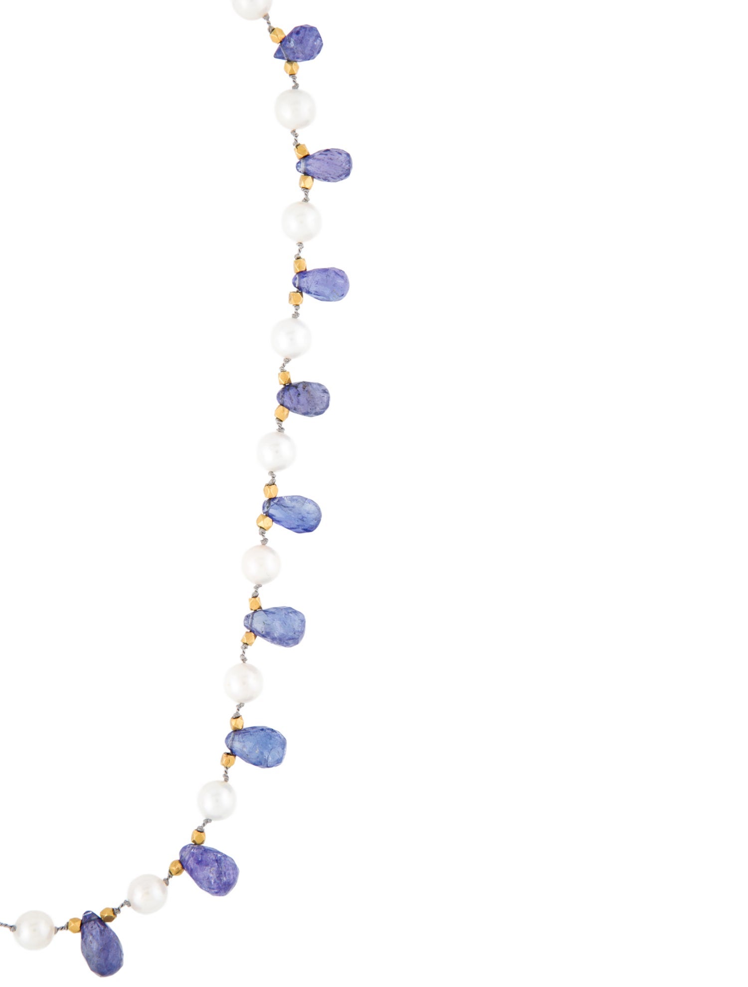 Necklace 18K Pearl & Tanzanite Bead Strand