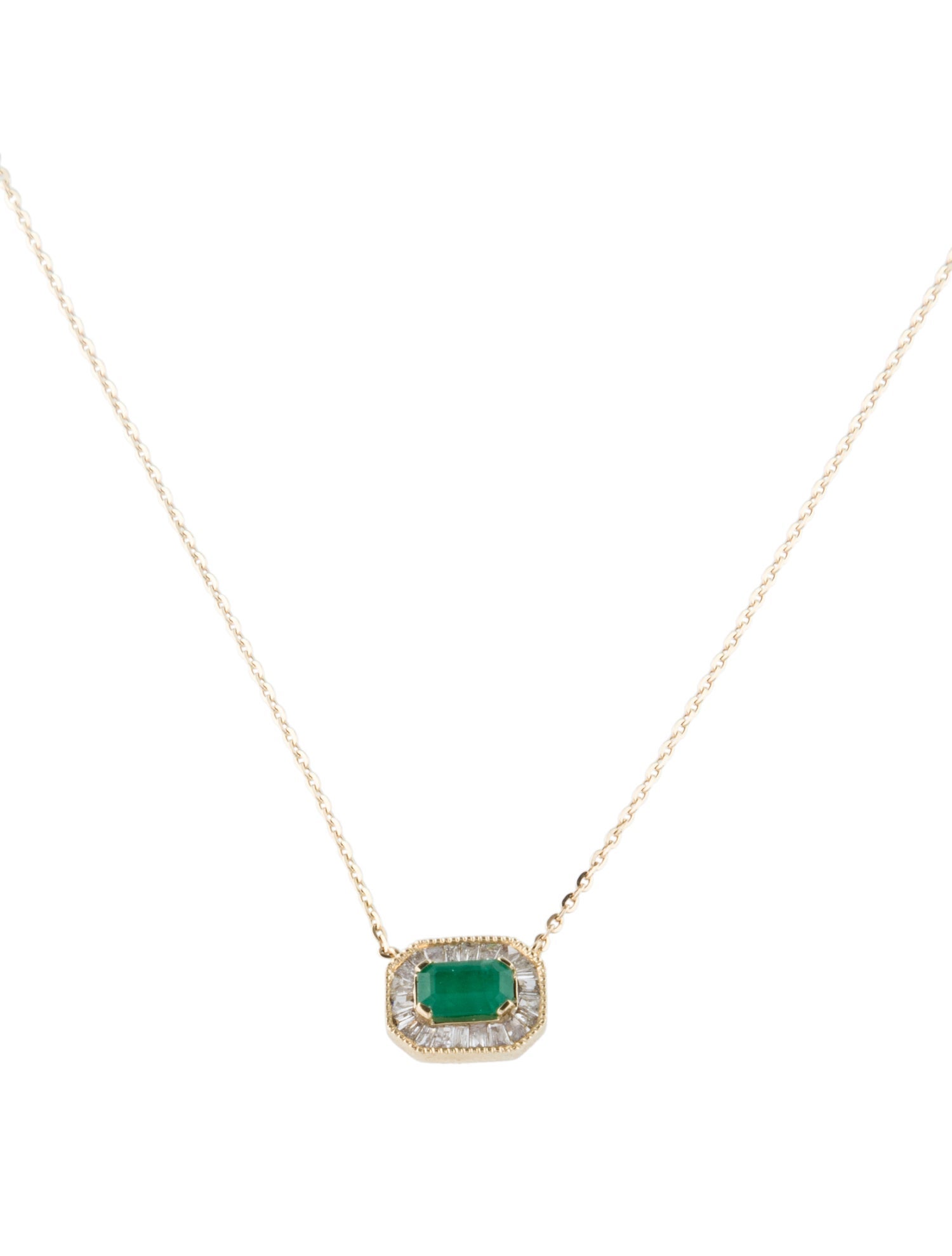 Necklace 14K Emerald & Diamond Pendant