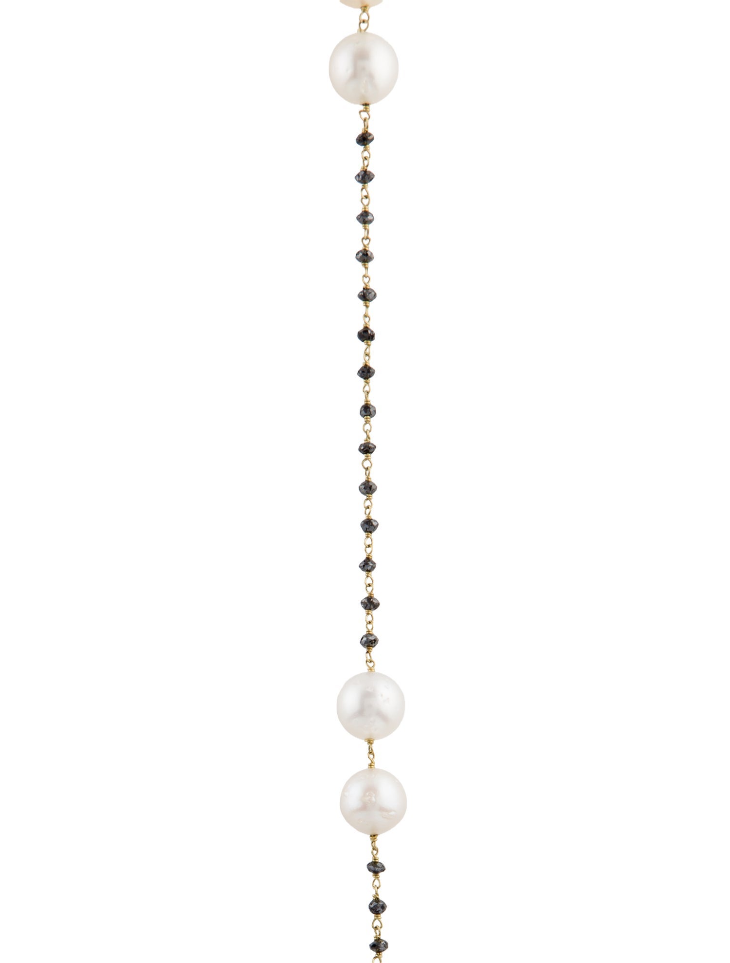 Necklace 18K Pearl & Diamond Bead Long