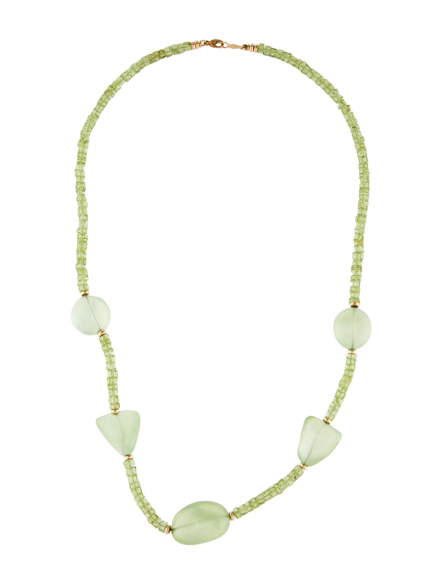Necklace 14K Prehnite & Peridot Beaded Station