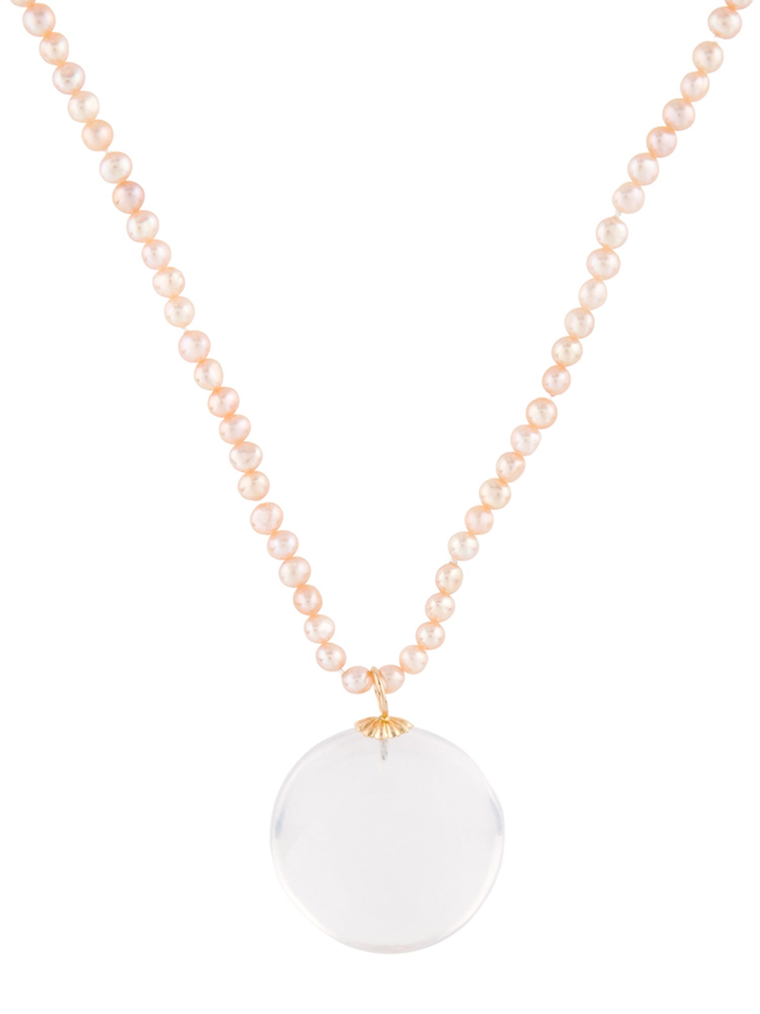Necklace 14K Pearl Strand & Rose Quartz Pendant