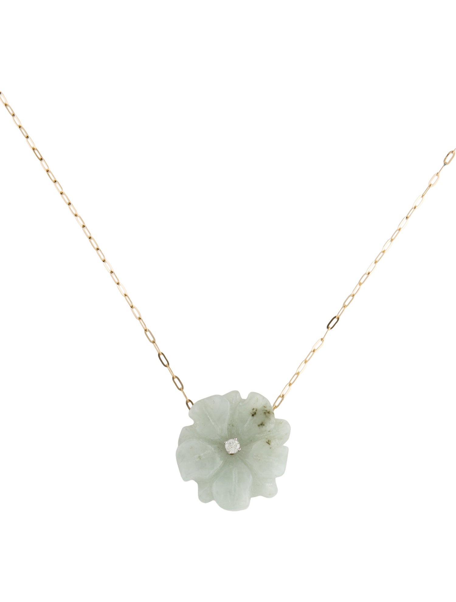 Necklace 14K Jadeite & Diamond Pendant