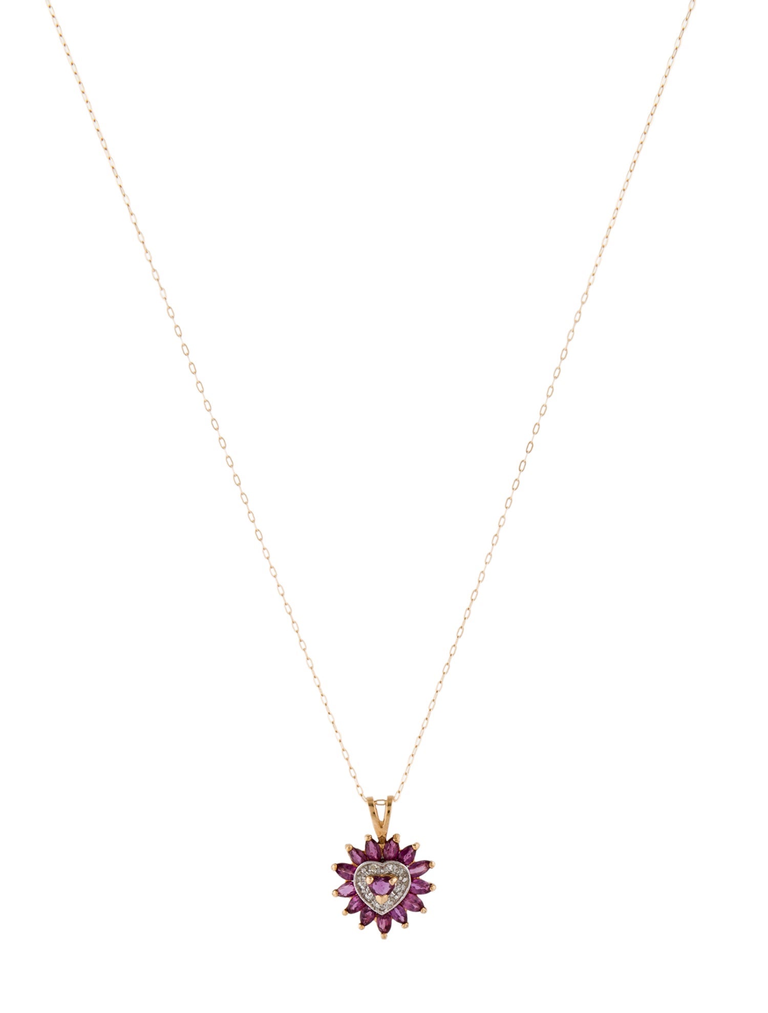 Necklace 14K Ruby & Diamond Heart Pendant