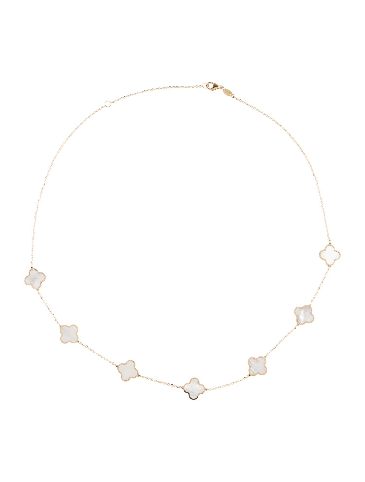 Necklace 14K Mother of Pearl Clover Station