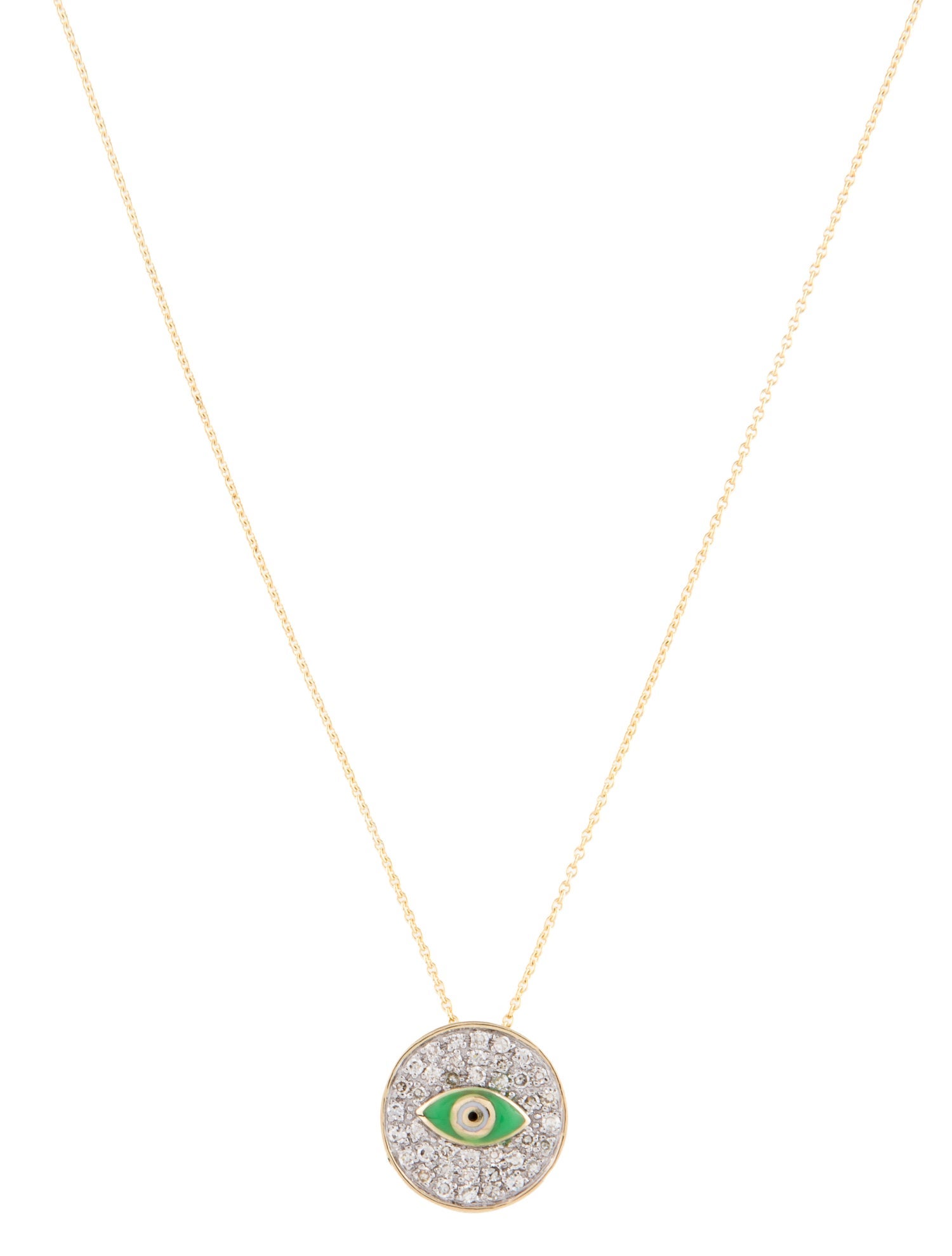 Necklace 14K Diamond & Enamel Evil Eye Pendant