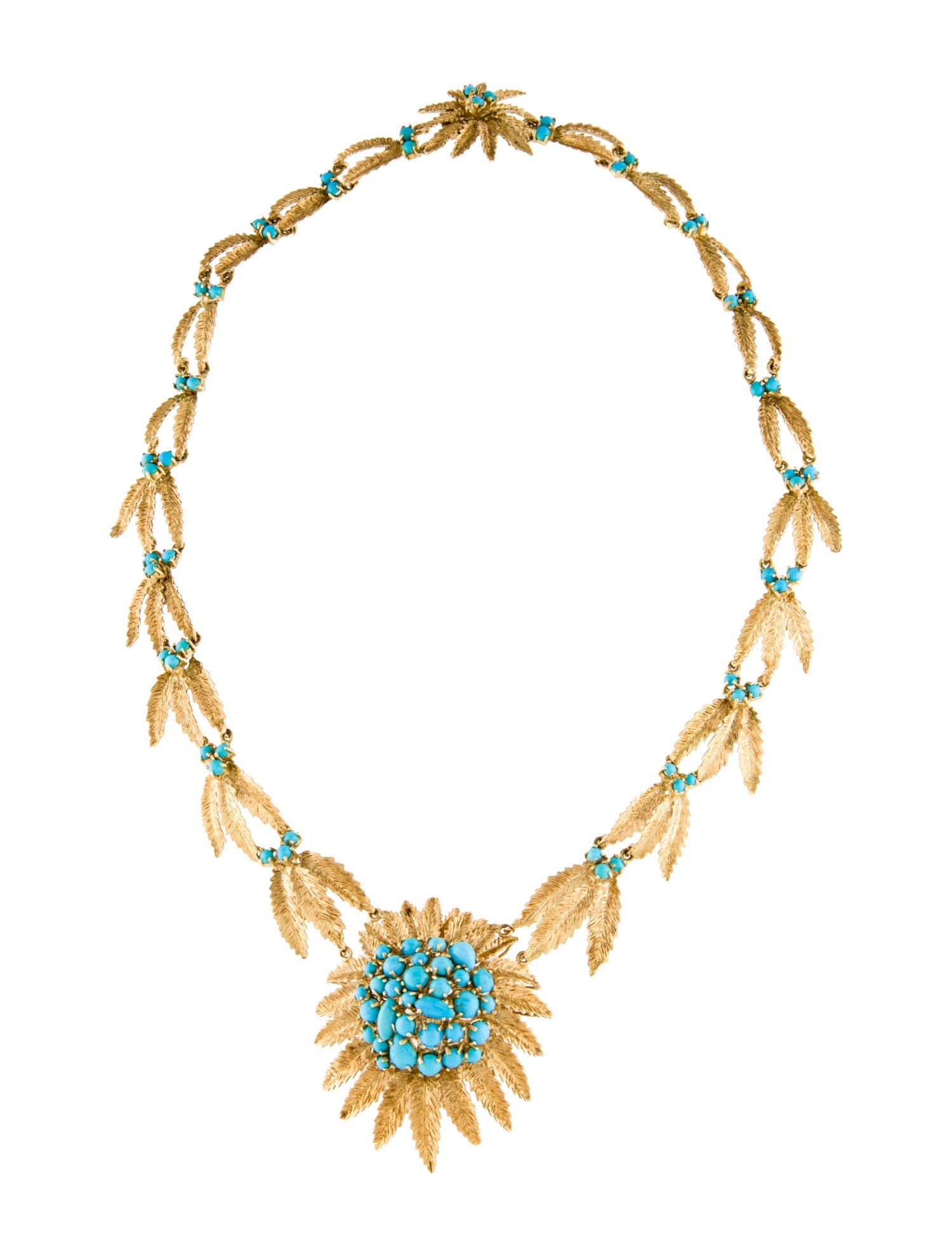 Necklace 18K Turquoise Foliate Collar