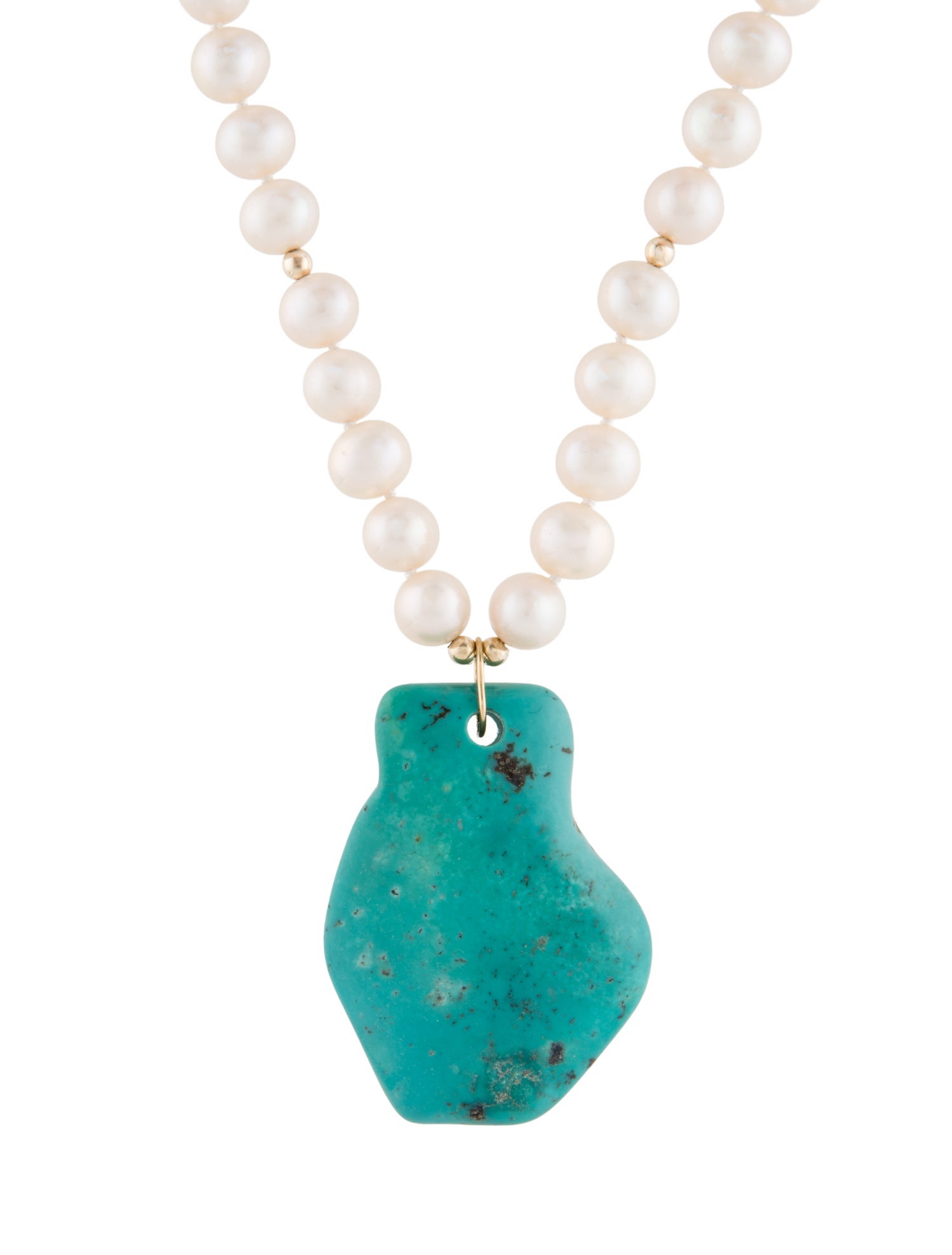 Necklace 14K Pearl & Turquoise Pendant