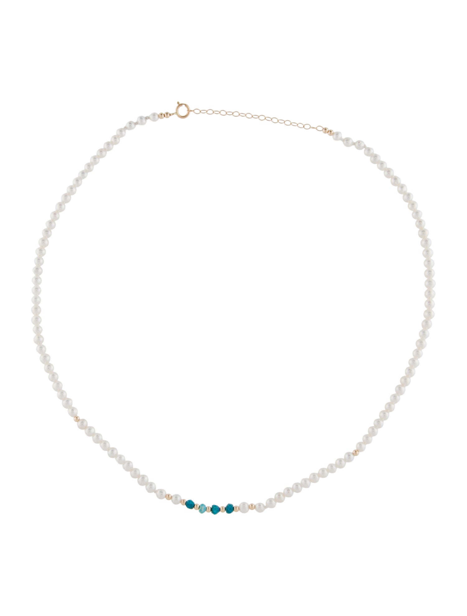 Necklace 14K Pearl & Turquoise Bead Strand