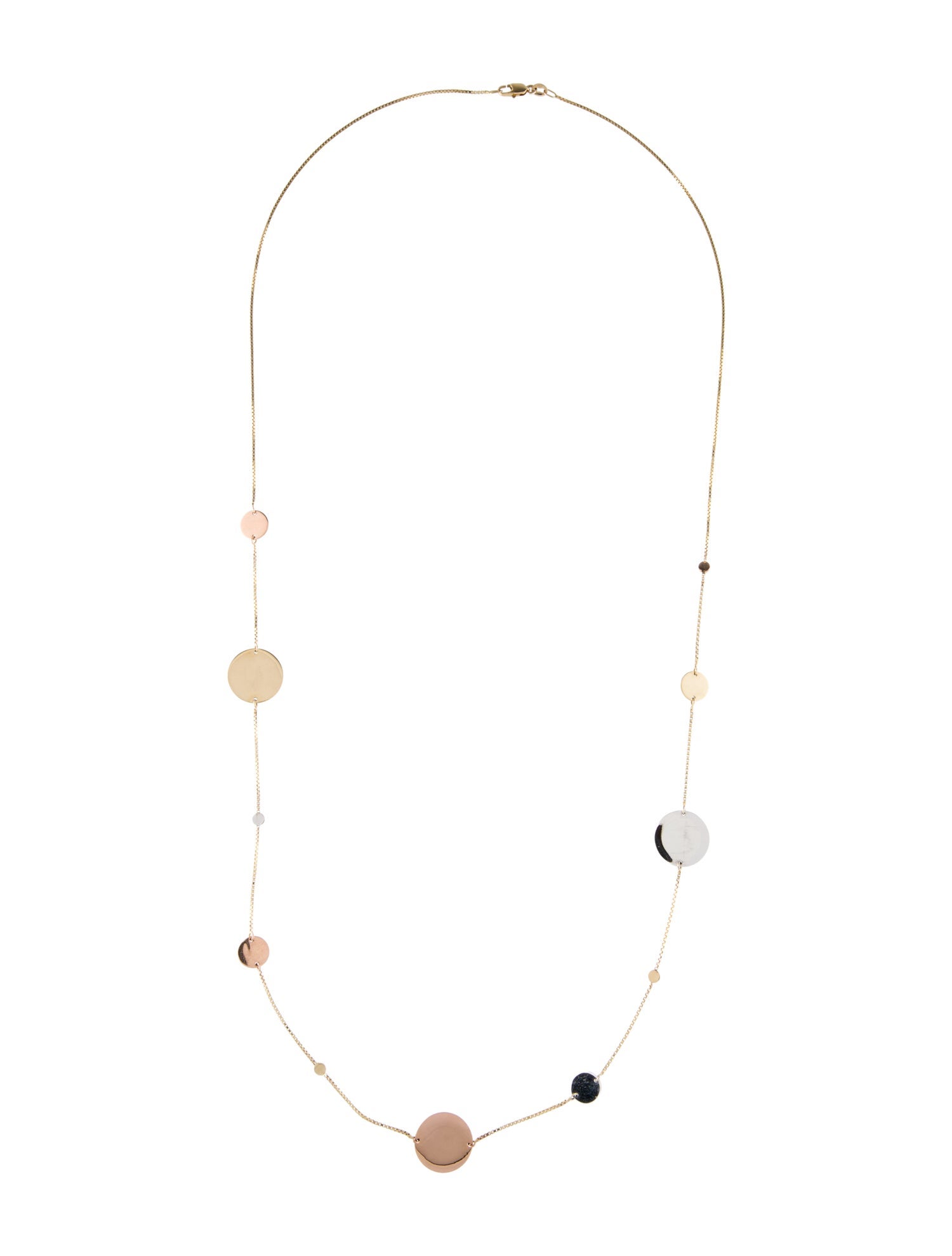 Necklace 14K Tri-Color Disc Station