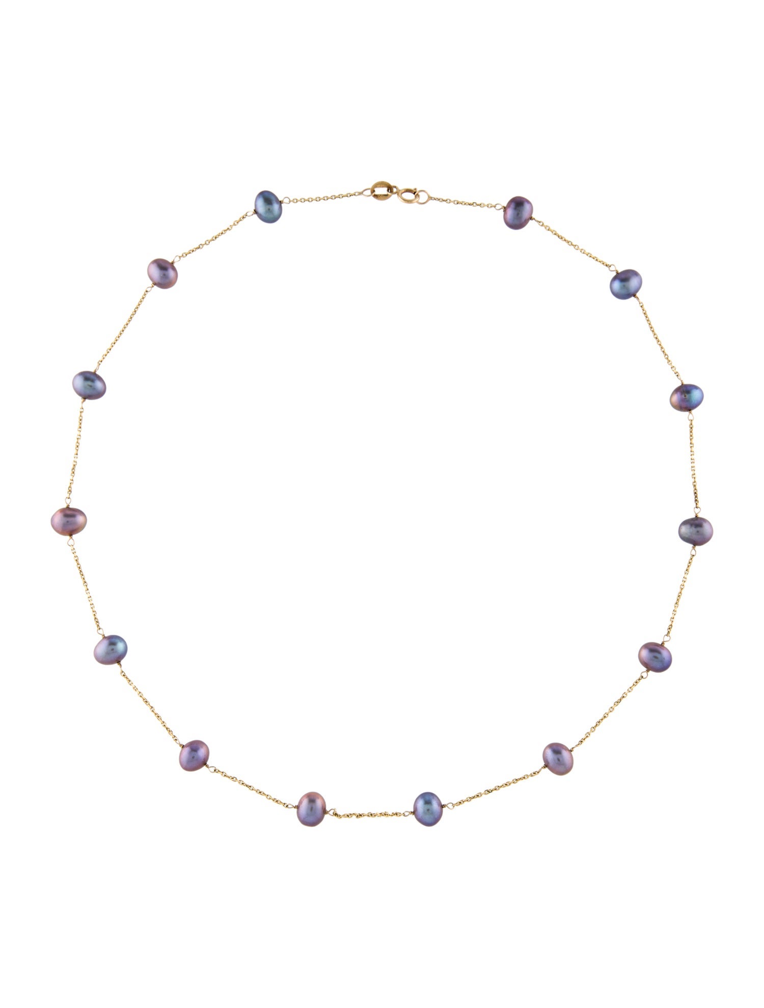 Necklace 14K Dyed Pearl Station