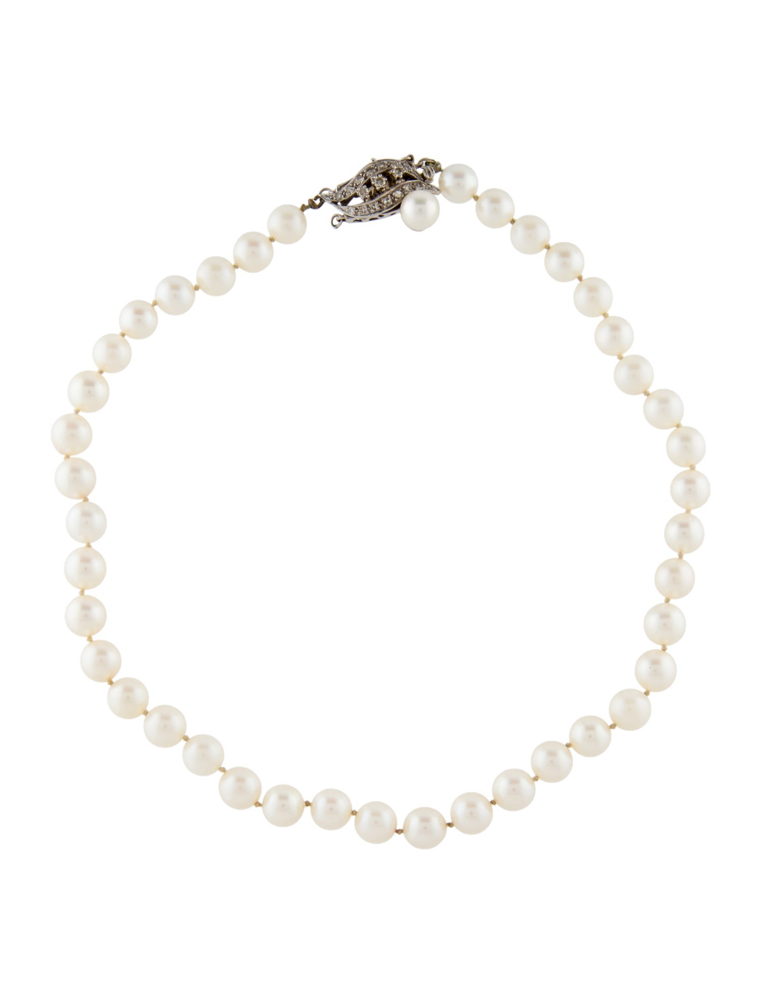 Necklace 14K Pearl & Diamond Bead Strand
