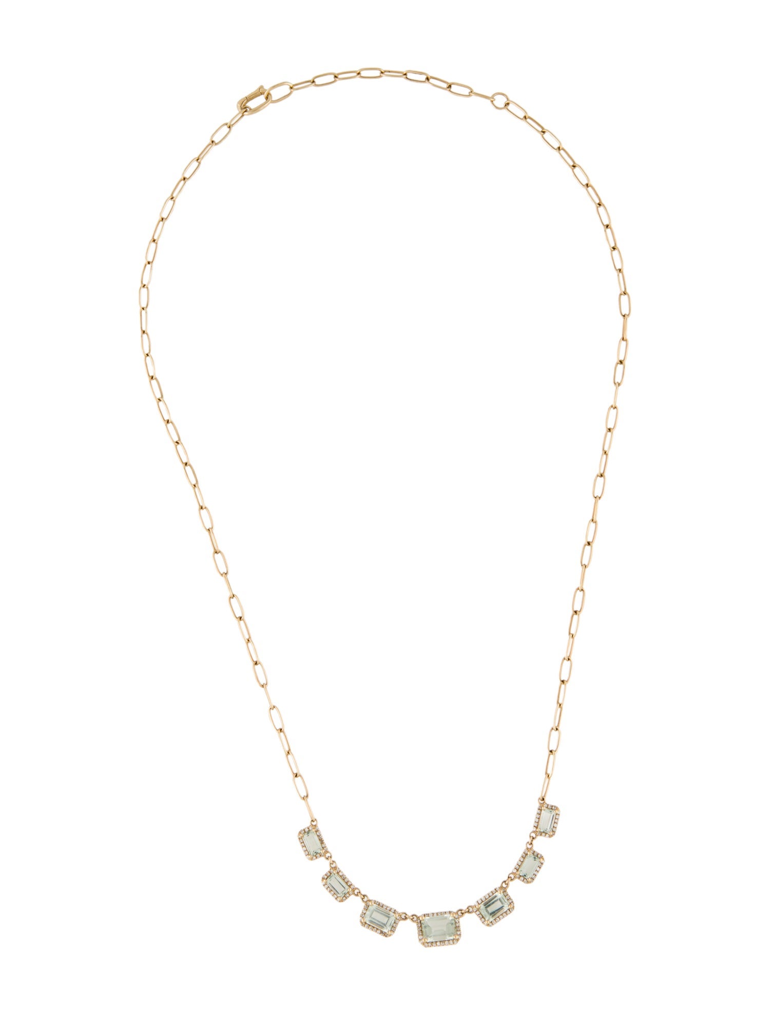 Necklace 14K 2.87ctw Prasiolite & Diamond Station