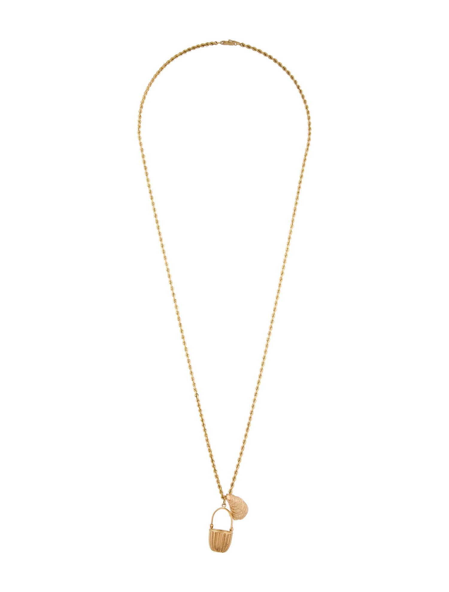 Necklace 14K Nantucket Basket & Clam Pendant