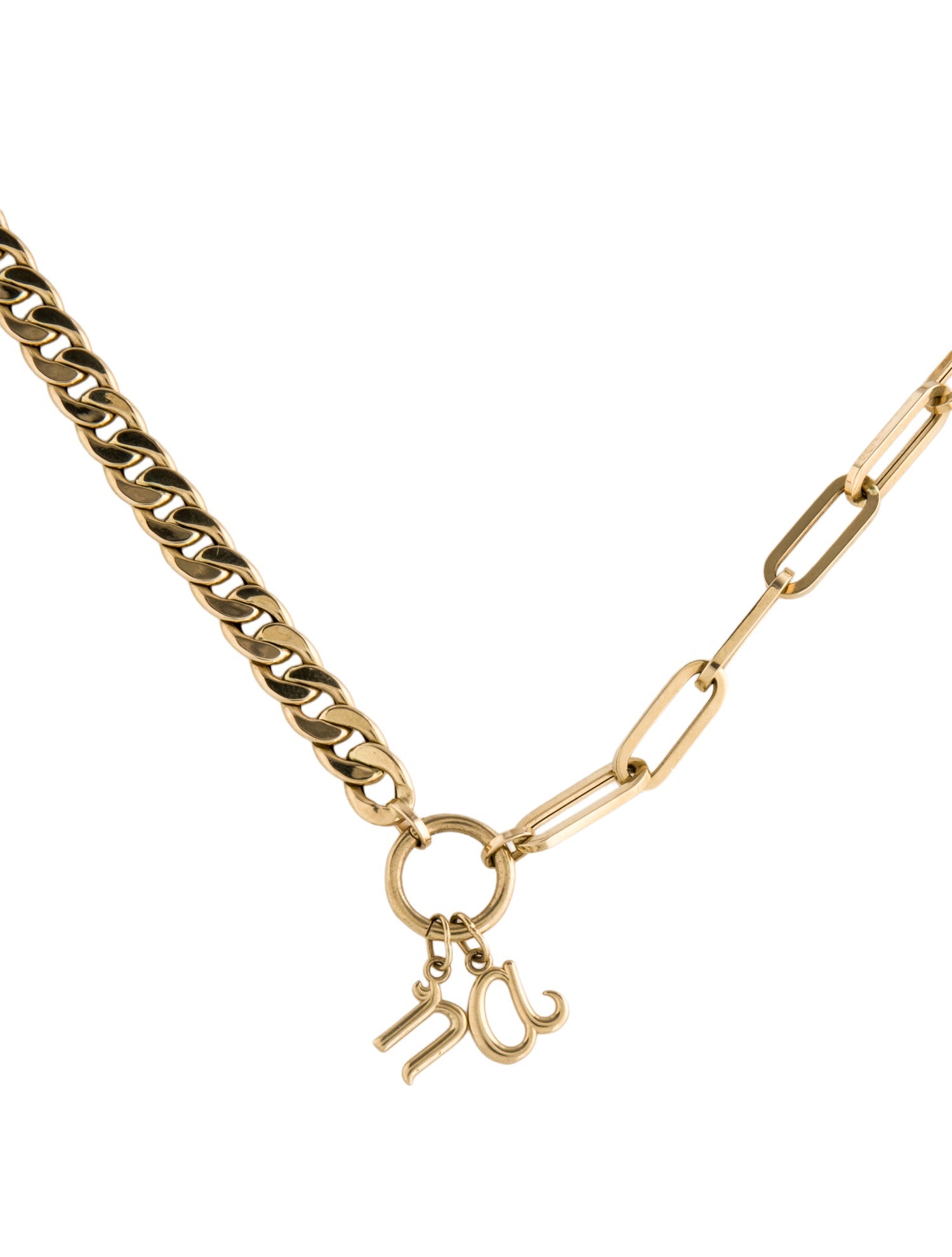 Necklace 14K Paperclip Cuban Link Charm Enhancer Chain Necklace