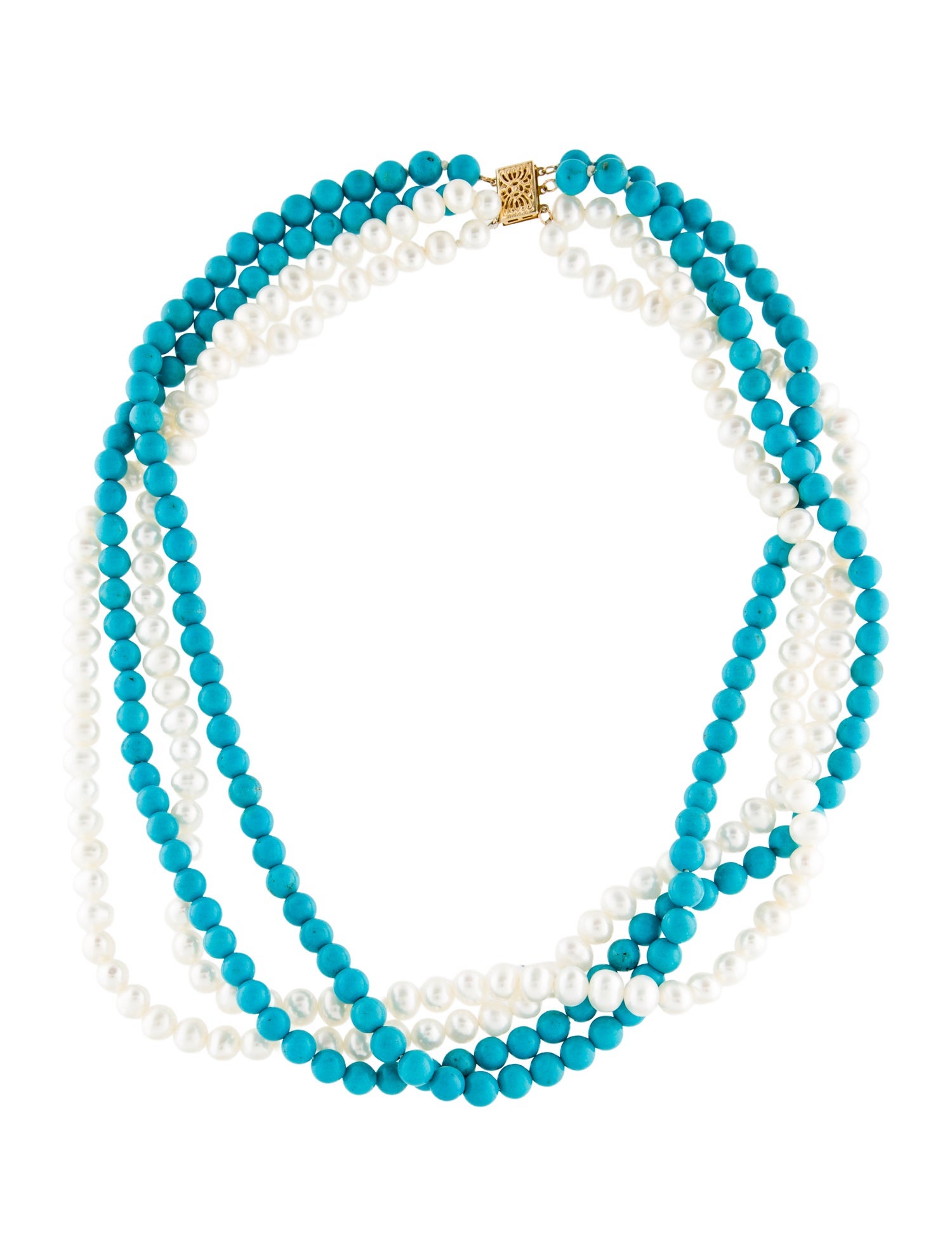 Necklace 14K Pearl & Calcite Multistrand Bead