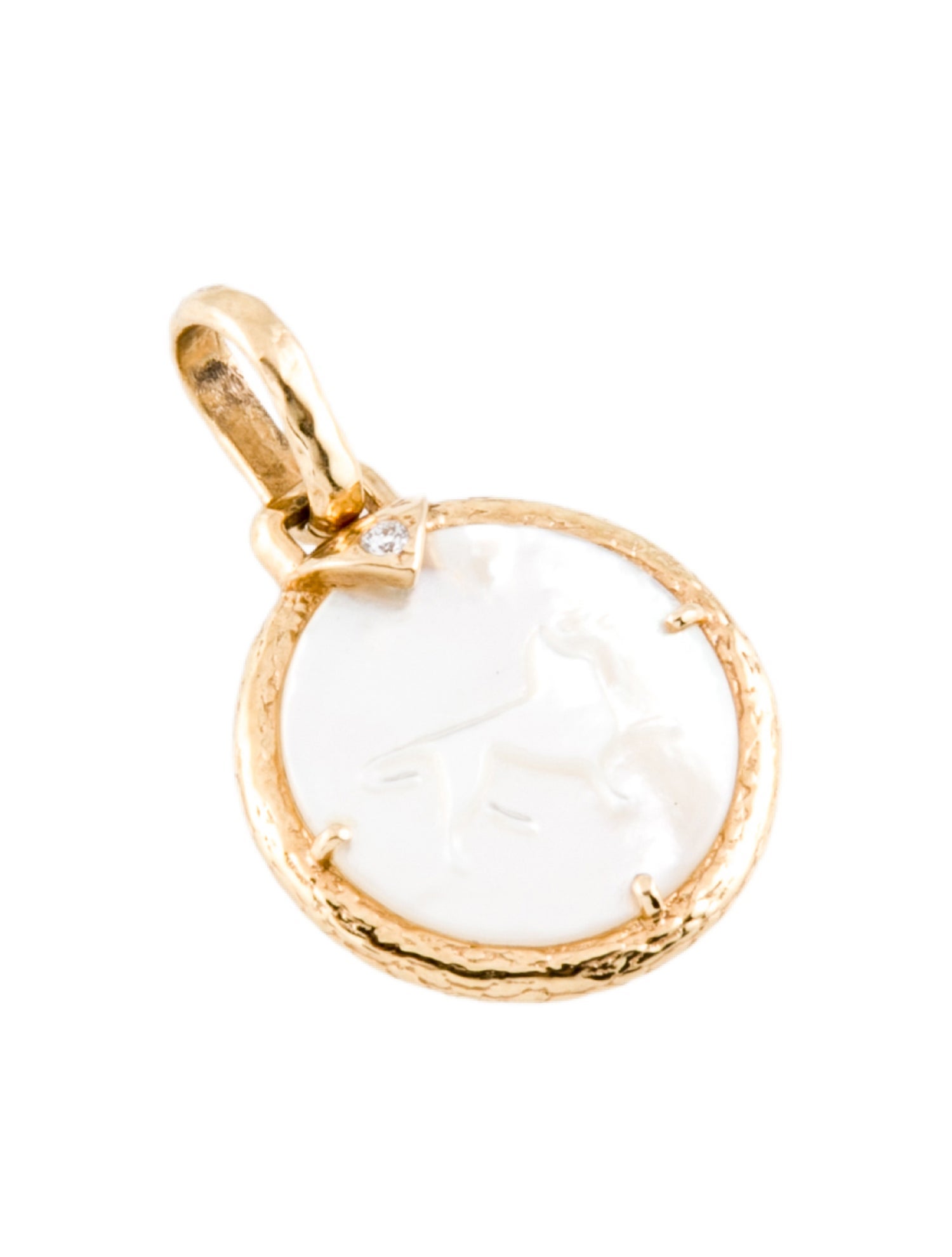 Necklace Peggy Daven 18K Mother of Pearl & Diamond Pendant