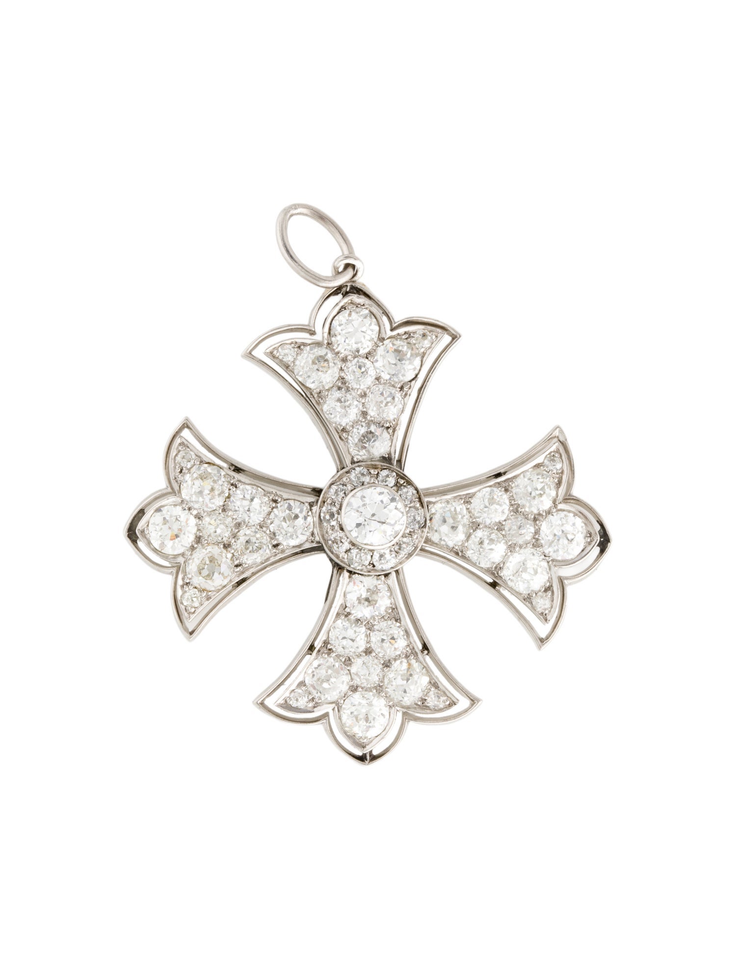 Necklace Vintage Platinum 5.00ctw Diamond Maltese Cross Pendant