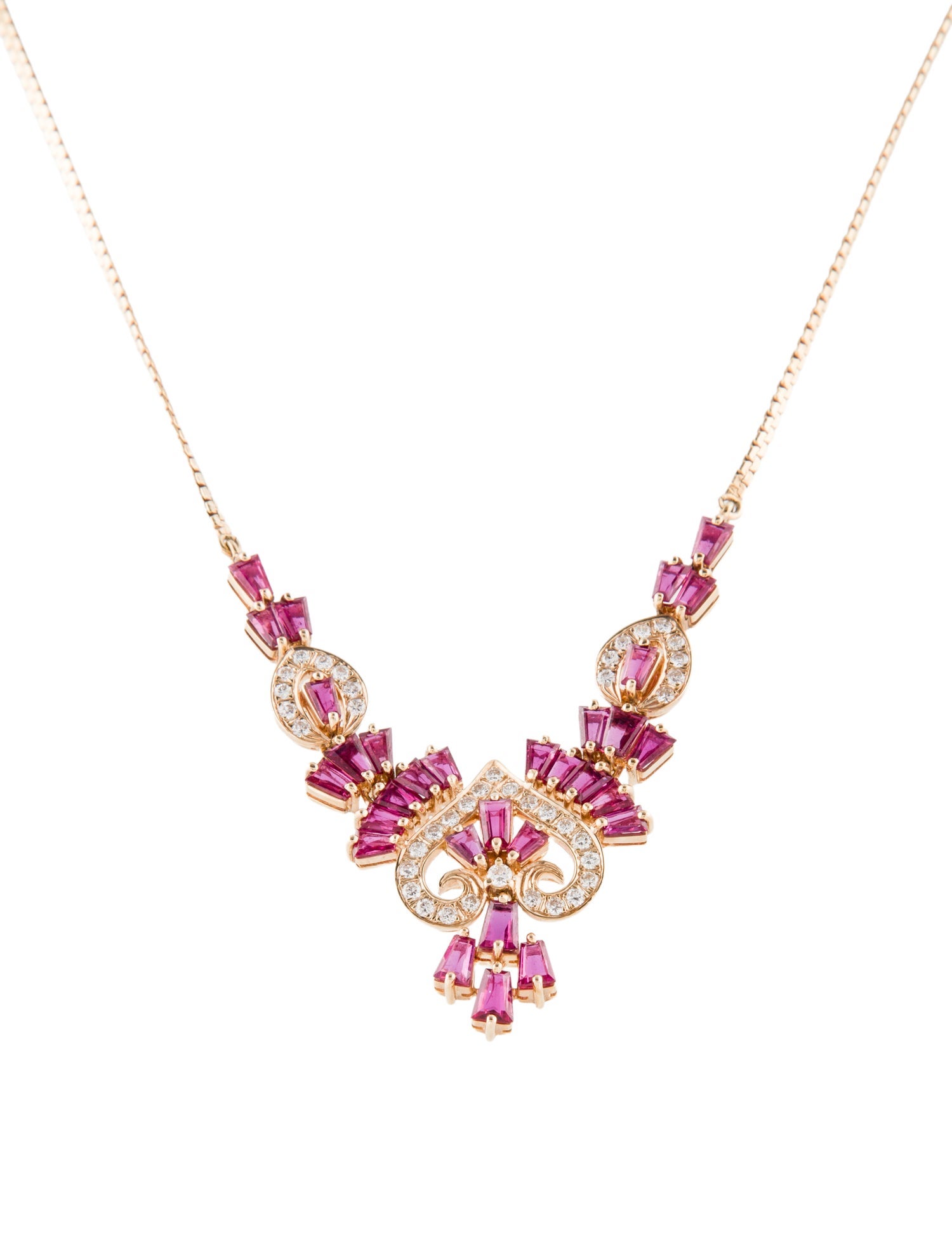 Necklace 14K 4.33ctw Ruby & Diamond Collar