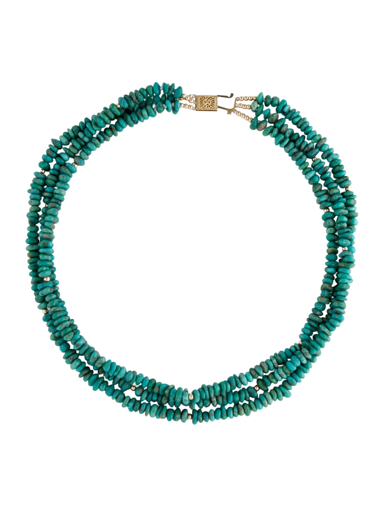 Necklace 14K Turquoise Bead Multistrand