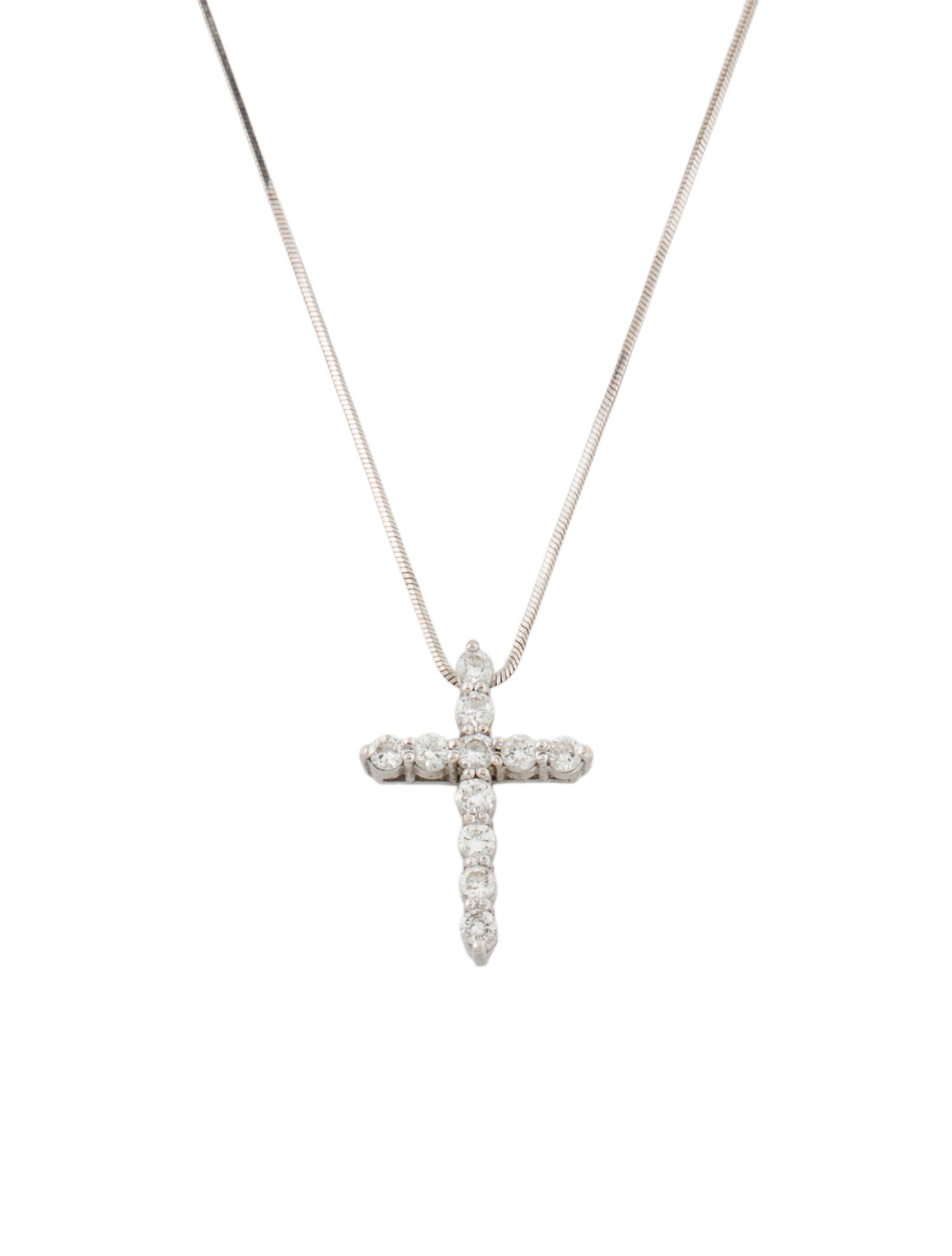 Necklace 14K Diamond Cross Pendant w/ 18K Square Snake Chain Link