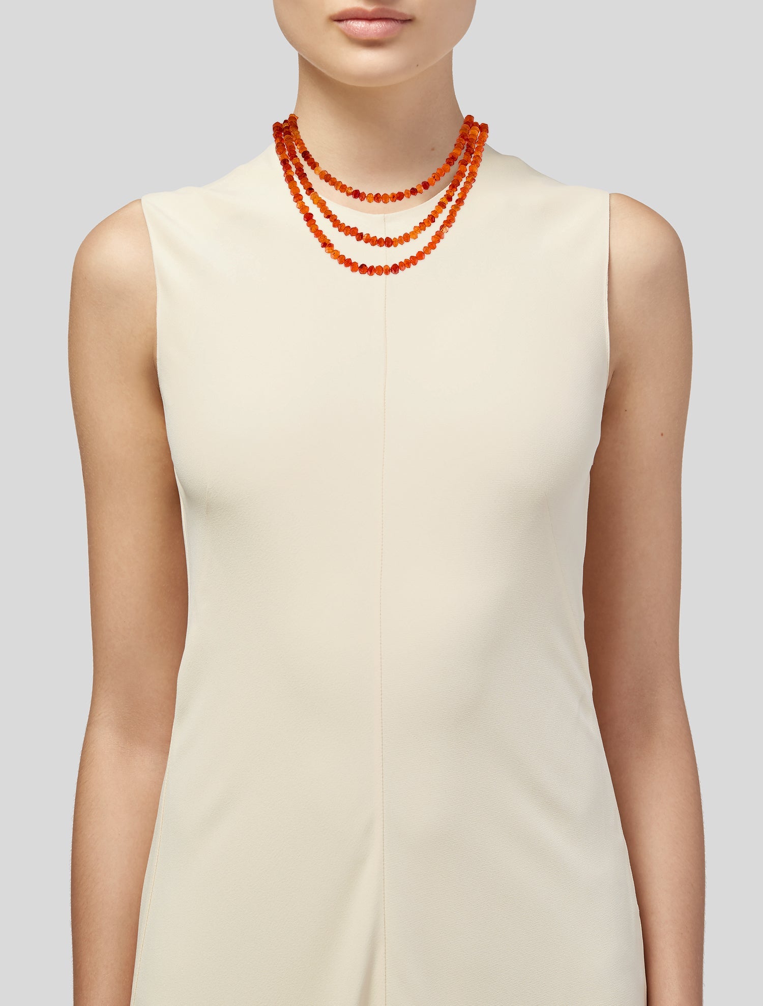 Necklace 14K Carnelian & Diamond Multi-Strand Collar