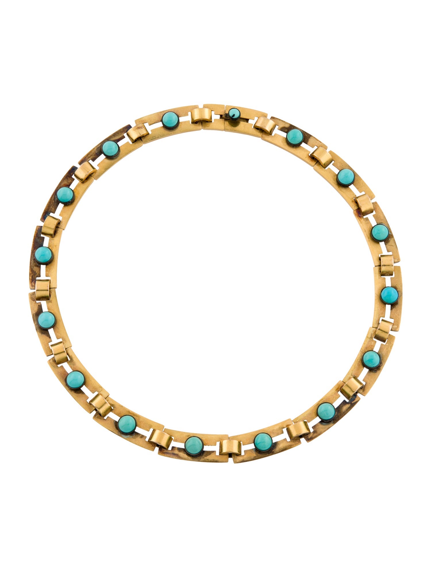 Necklace Victorian 14K Turquoise Link