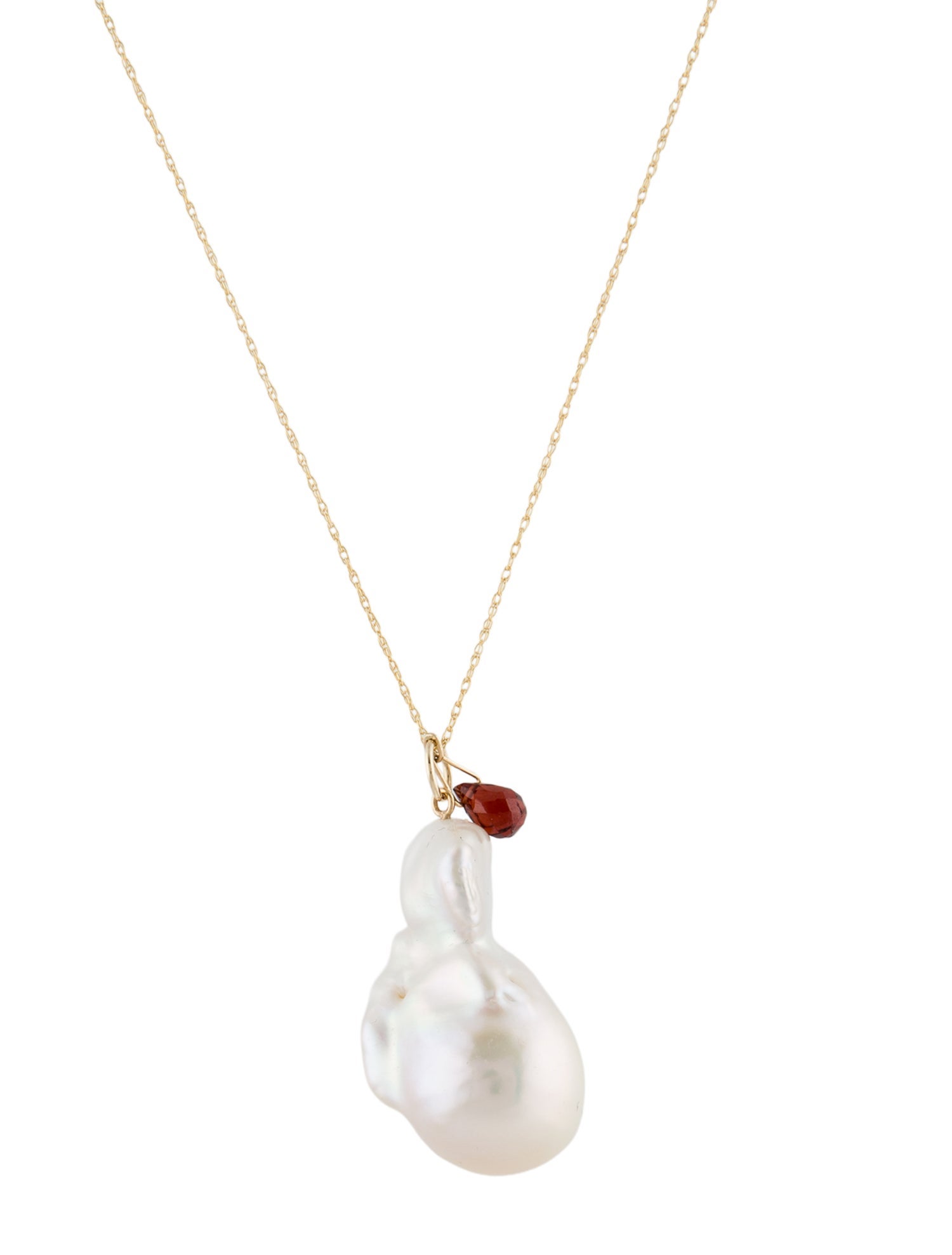 Necklace 14K Pearl & Garnet Pendant