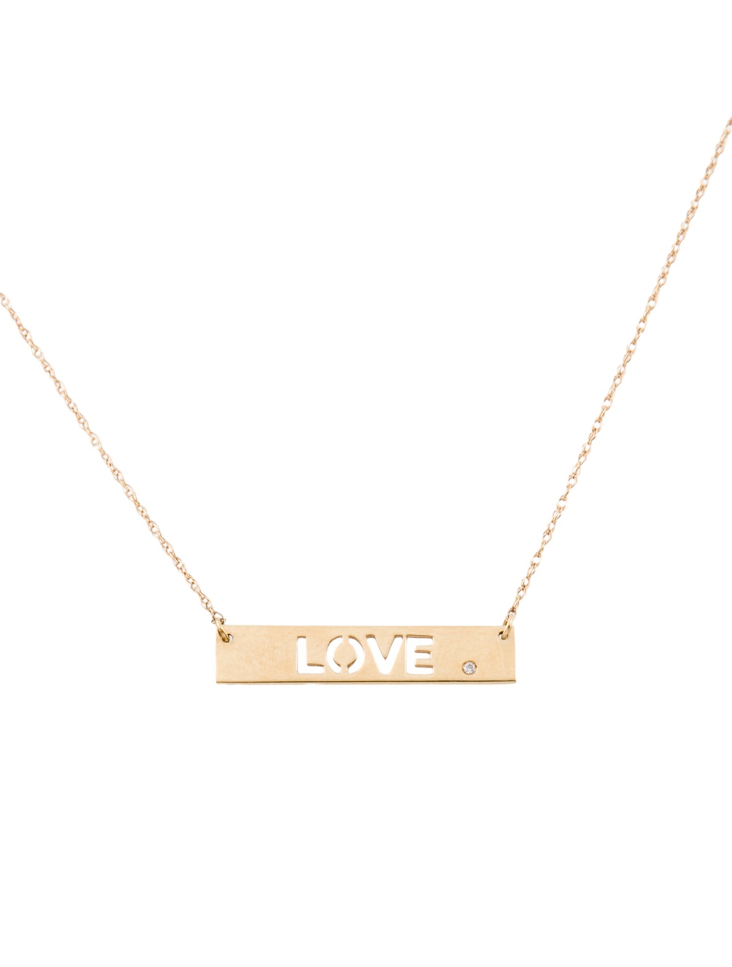Necklace Jane Basch 14K Diamond 'LOVE' Bar Pendant