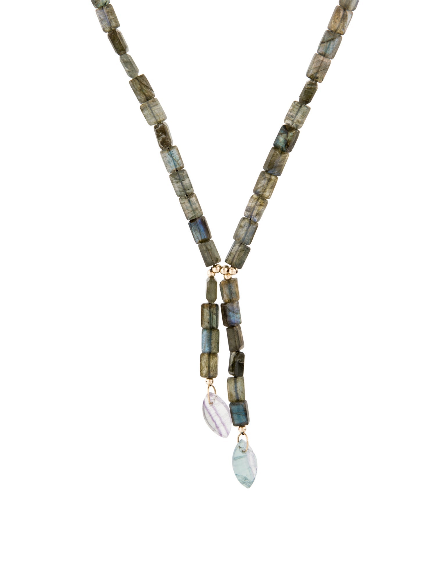 Necklace 14K Labradorite & Flourite Bolo Necklace