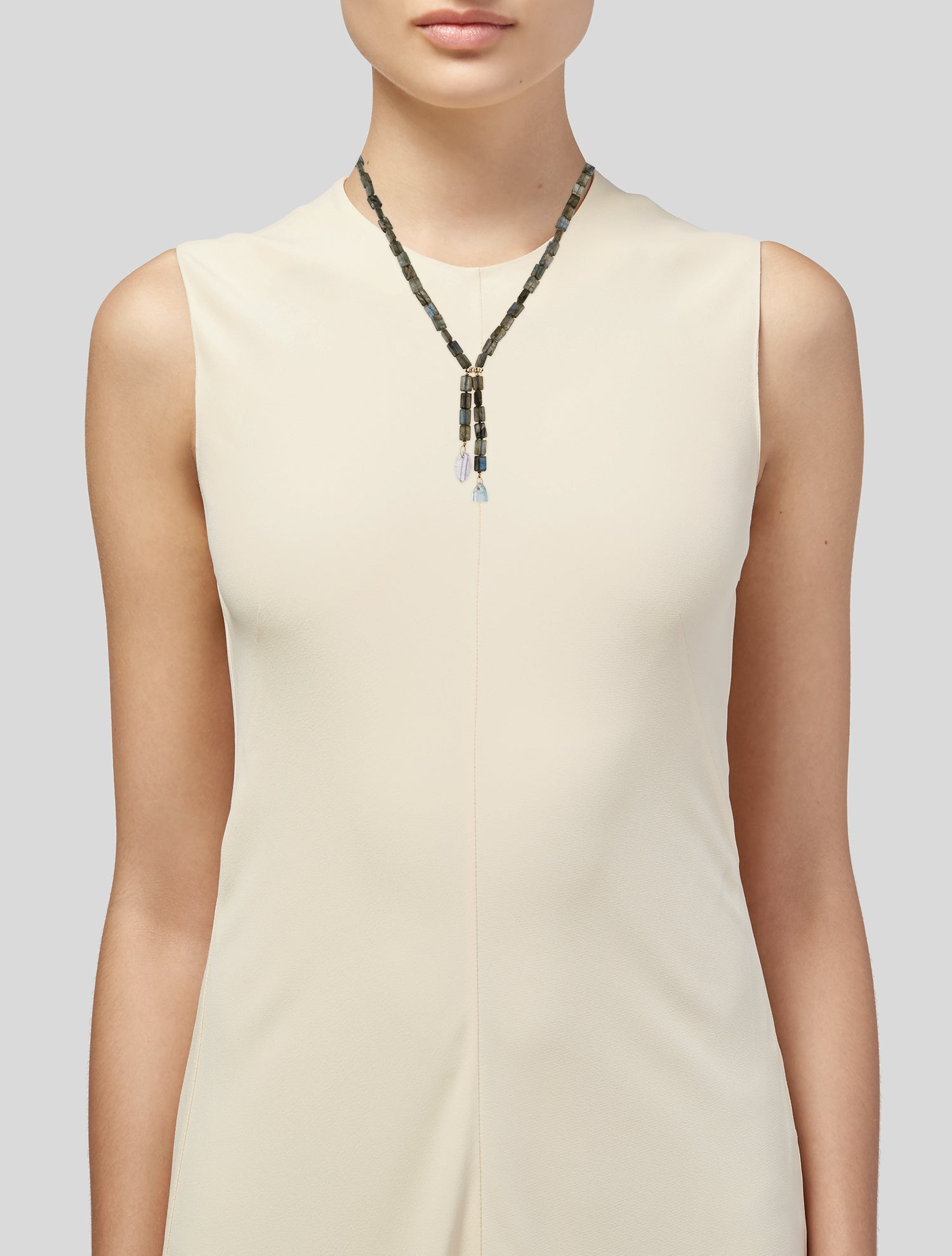 Necklace 14K Labradorite & Flourite Bolo Necklace