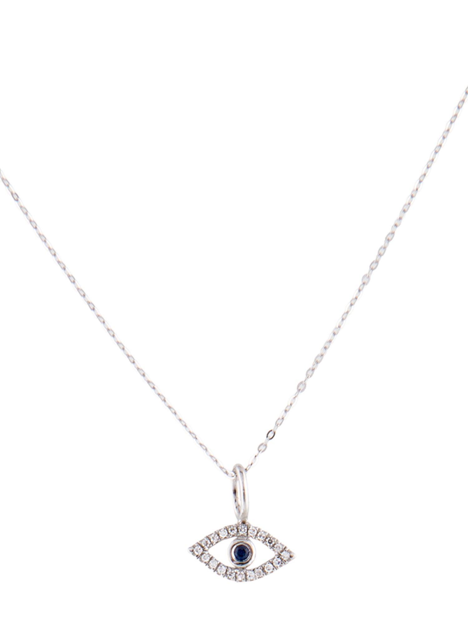 Necklace 14K Sapphire & Diamond Evil Eye Pendant
