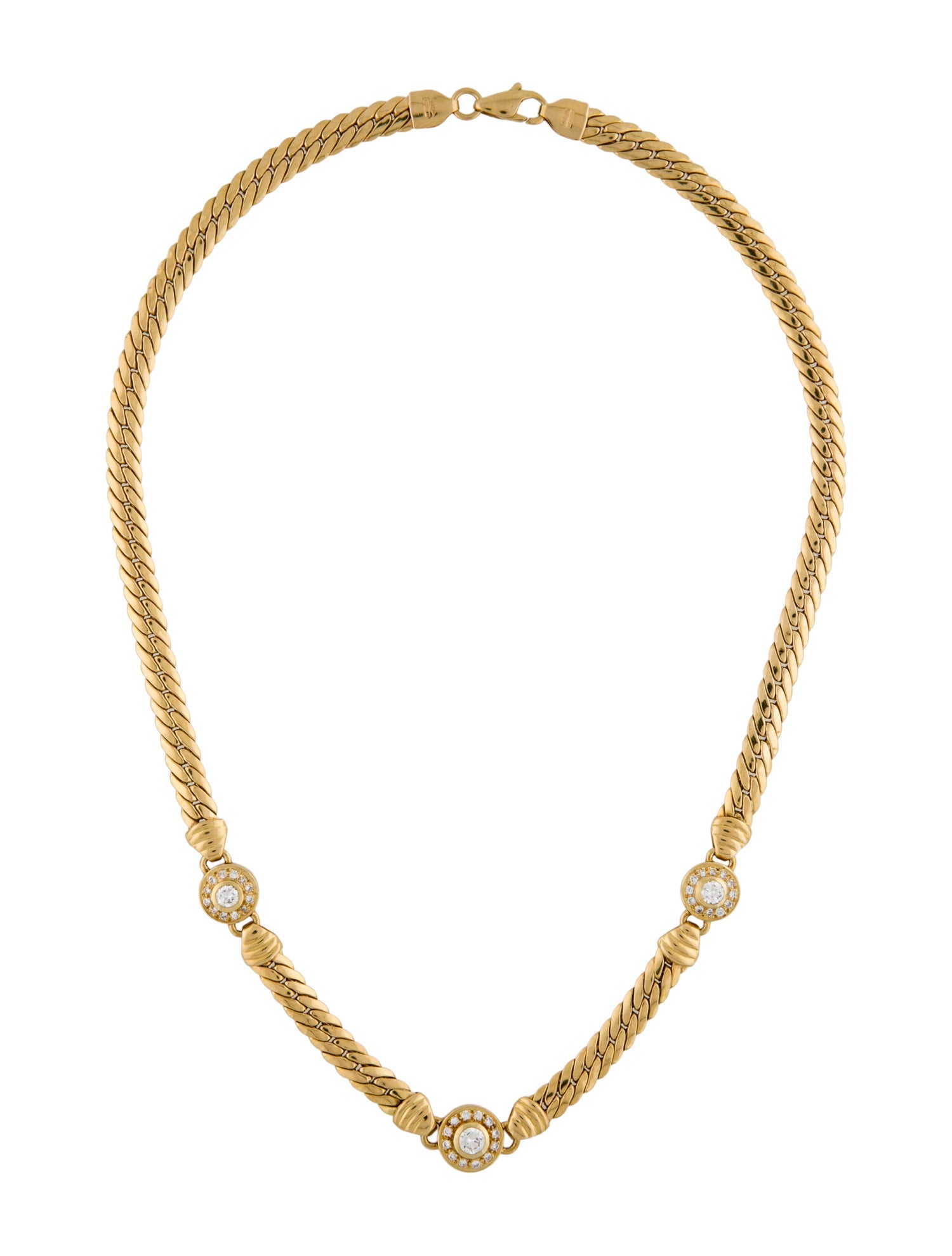 Necklace 18K Diamond Three Station Chain