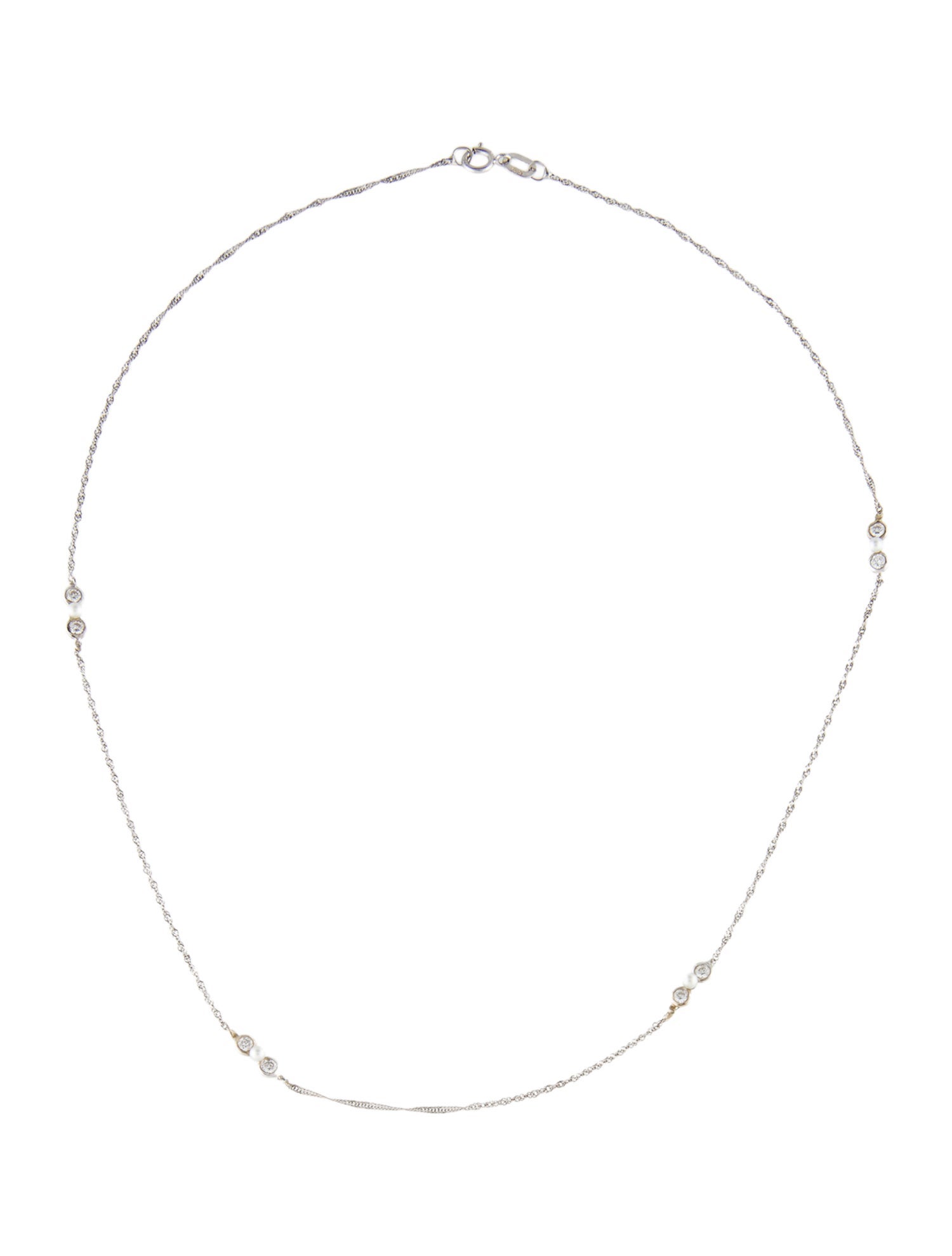 Necklace 14K Pearl & Lab-Grown Diamond Station