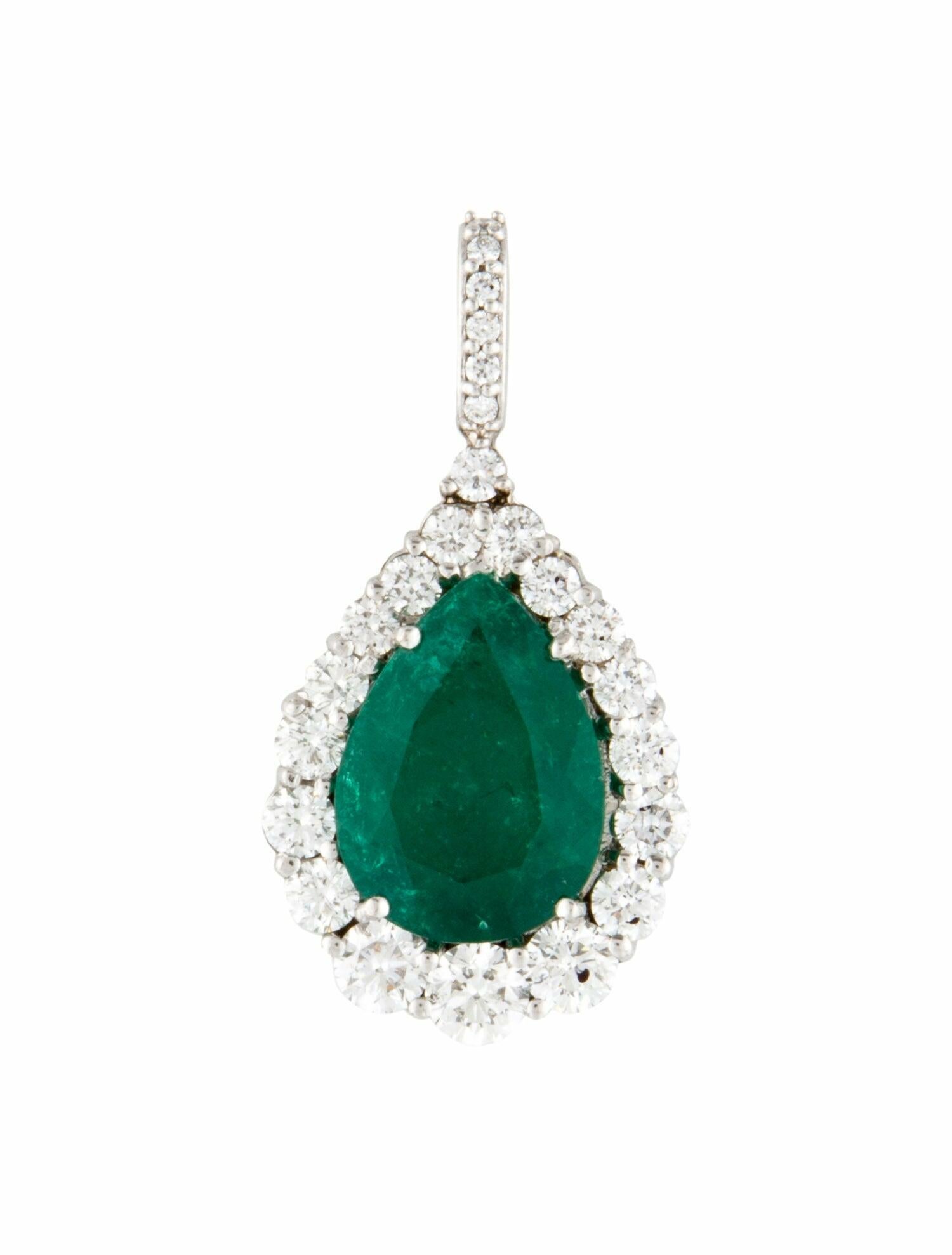 Necklace 3.37ct Colombian Emerald & Diamond Drop Pendant