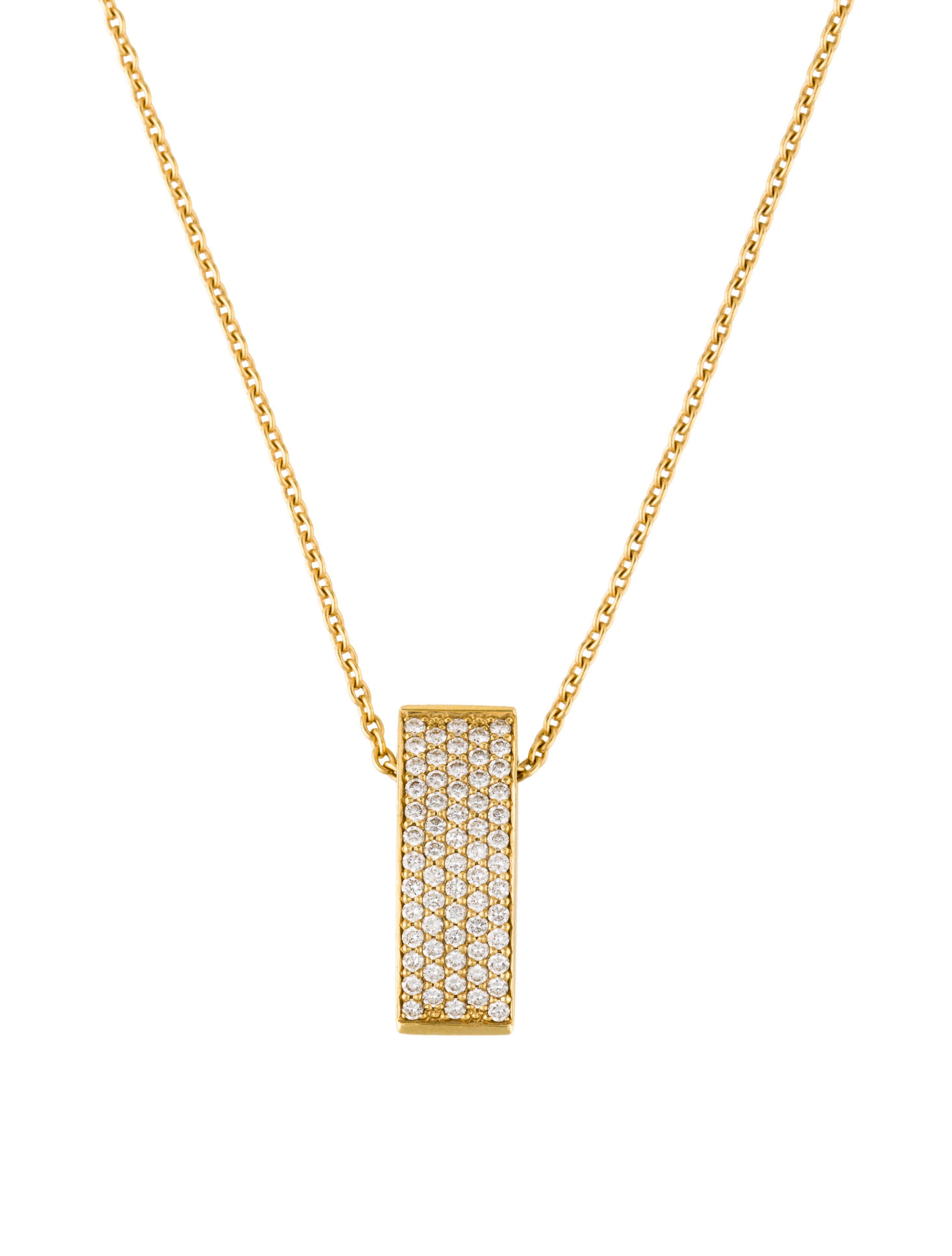 Necklace 18K Pavé Diamond Rectangle Pendant Necklace Necklaces