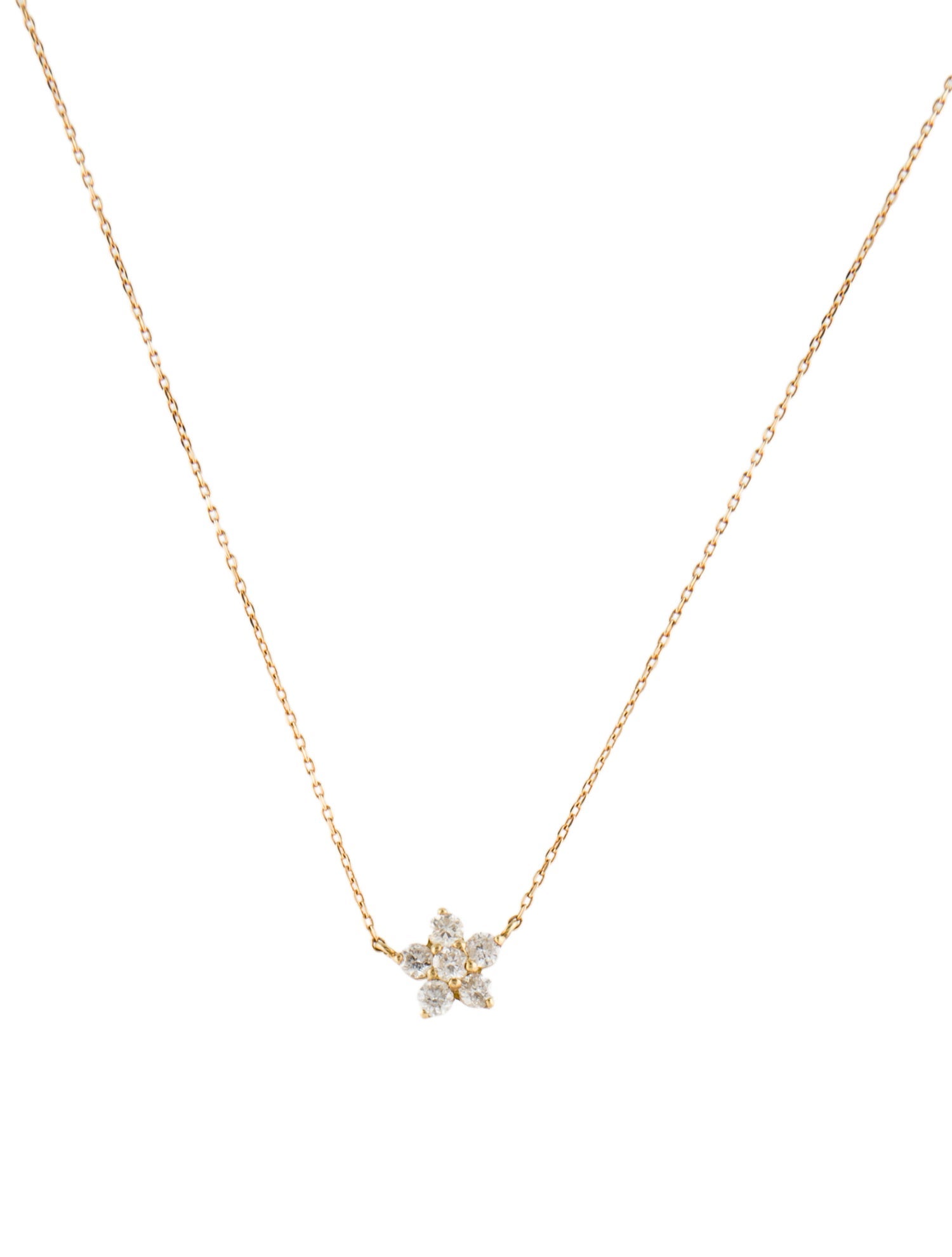 Necklace 18K Diamond Flower Pendant