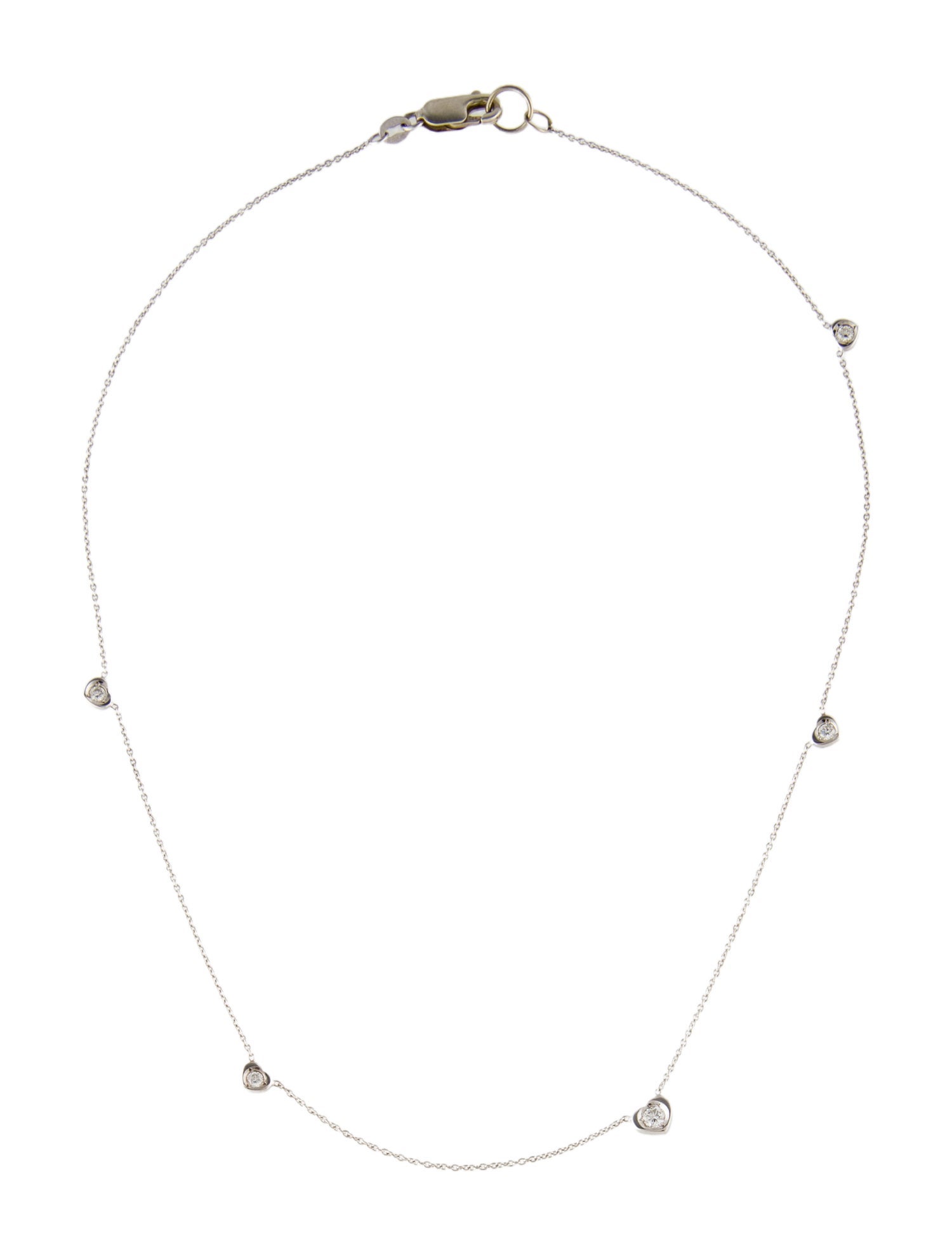 Necklace 18K Diamond Heart Station