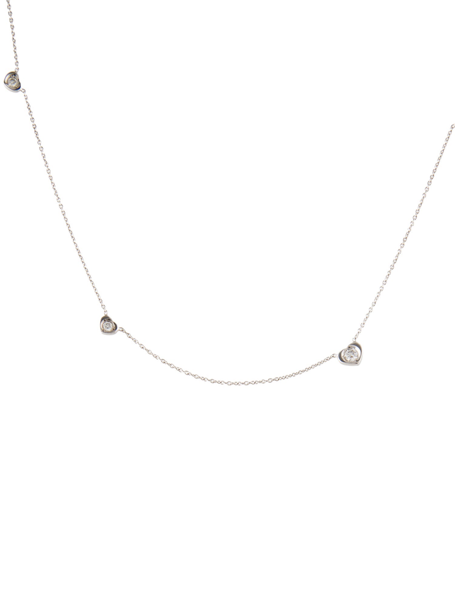 Necklace 18K Diamond Heart Station