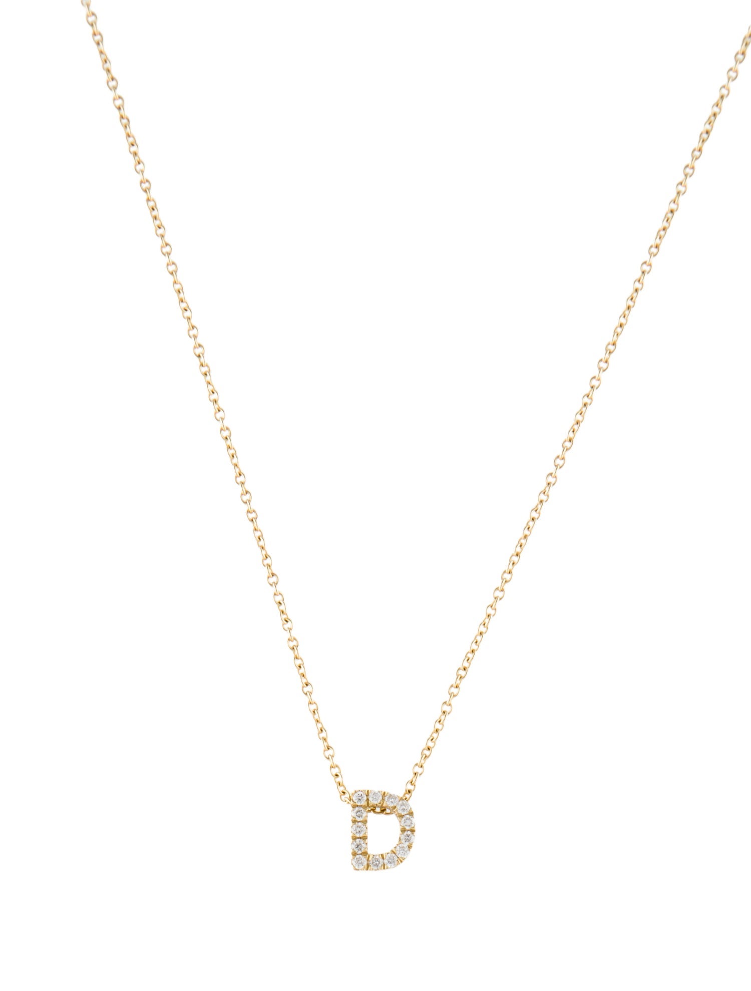 Necklace 18K Diamond Initial 'D' Pendant