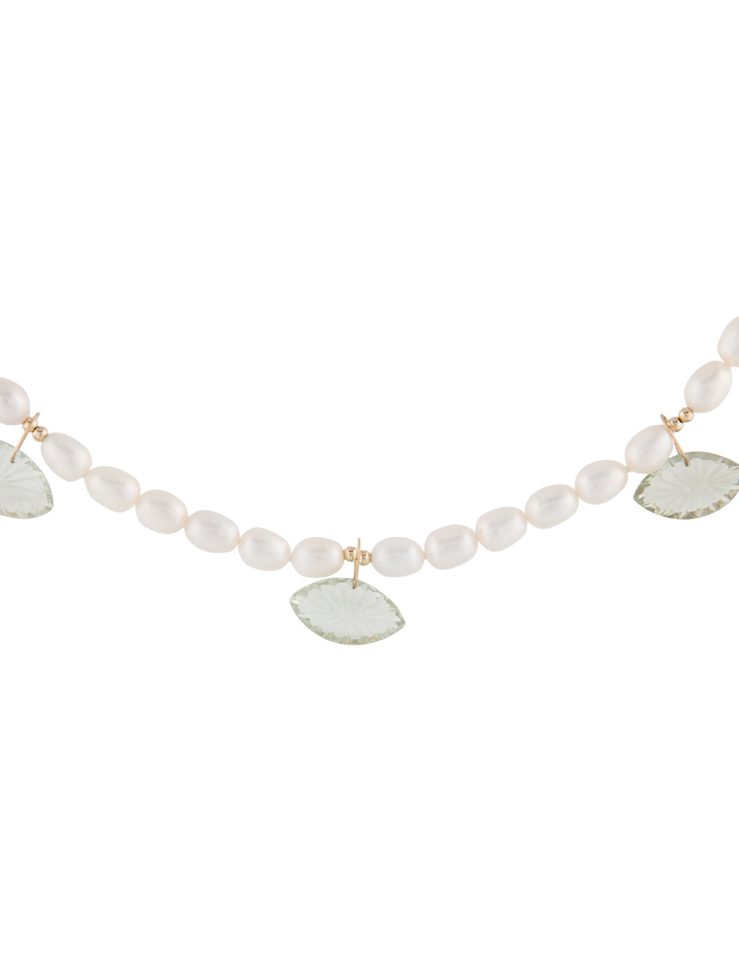 Necklace 14K Pearl & Prasiolite Collar