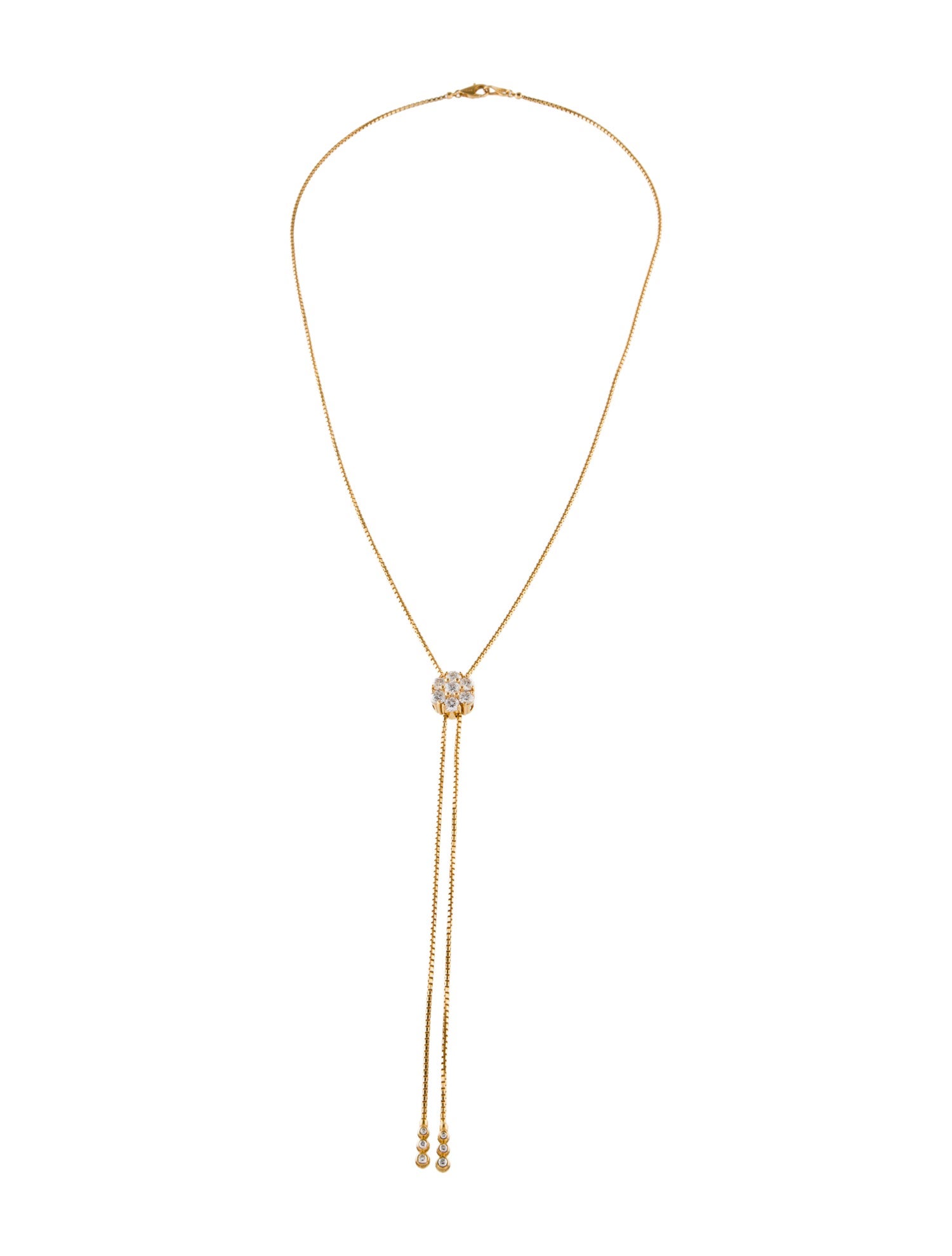Necklace 14K 1.35ctw Diamond Flower Pendant Bolo
