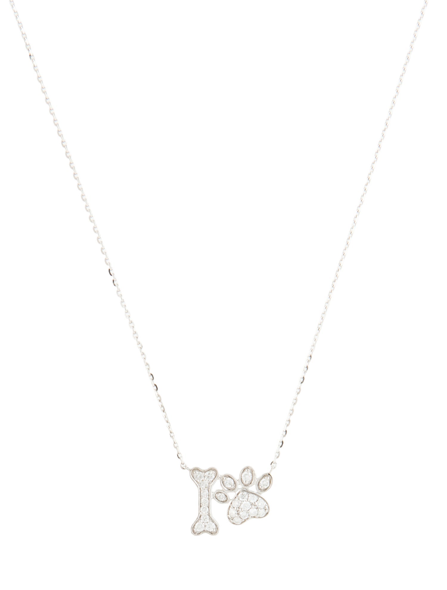 Necklace 14K Diamond Dogprint and Wishbone Pendant