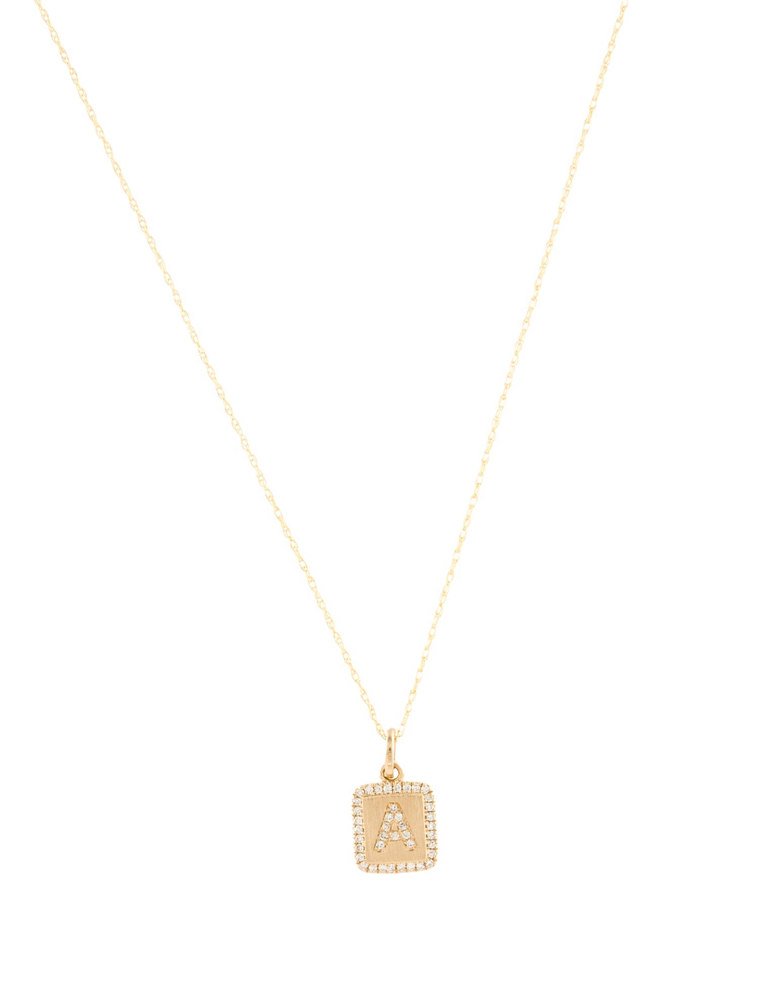 Necklace 14K Diamond Small Initial 'A' Pendant