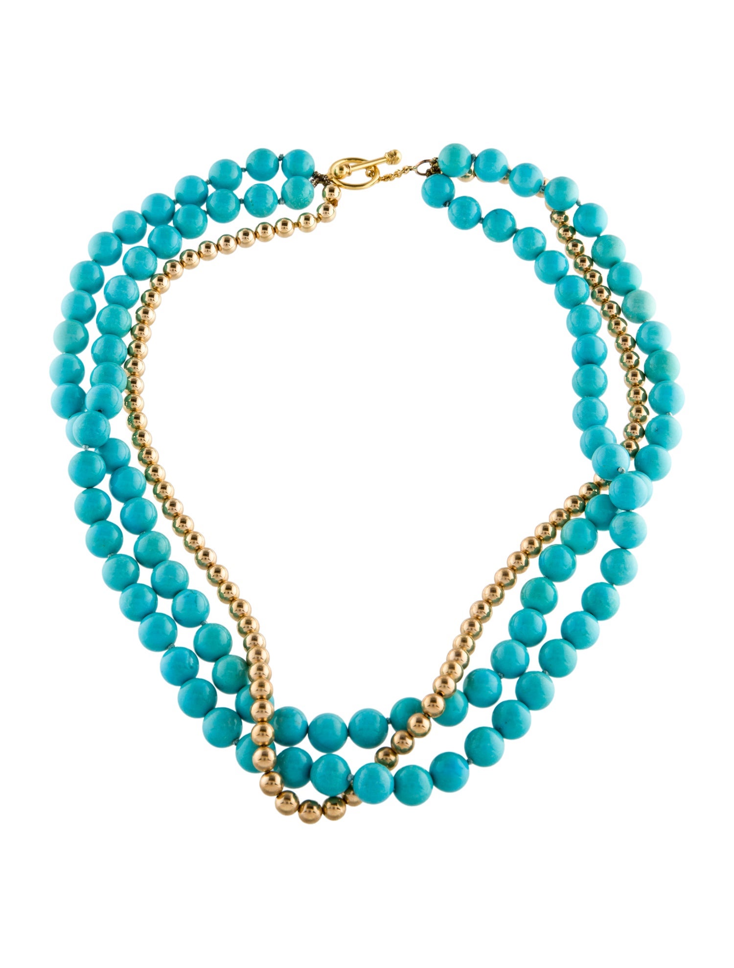 Necklace 18K Turquoise Bead Multistrand
